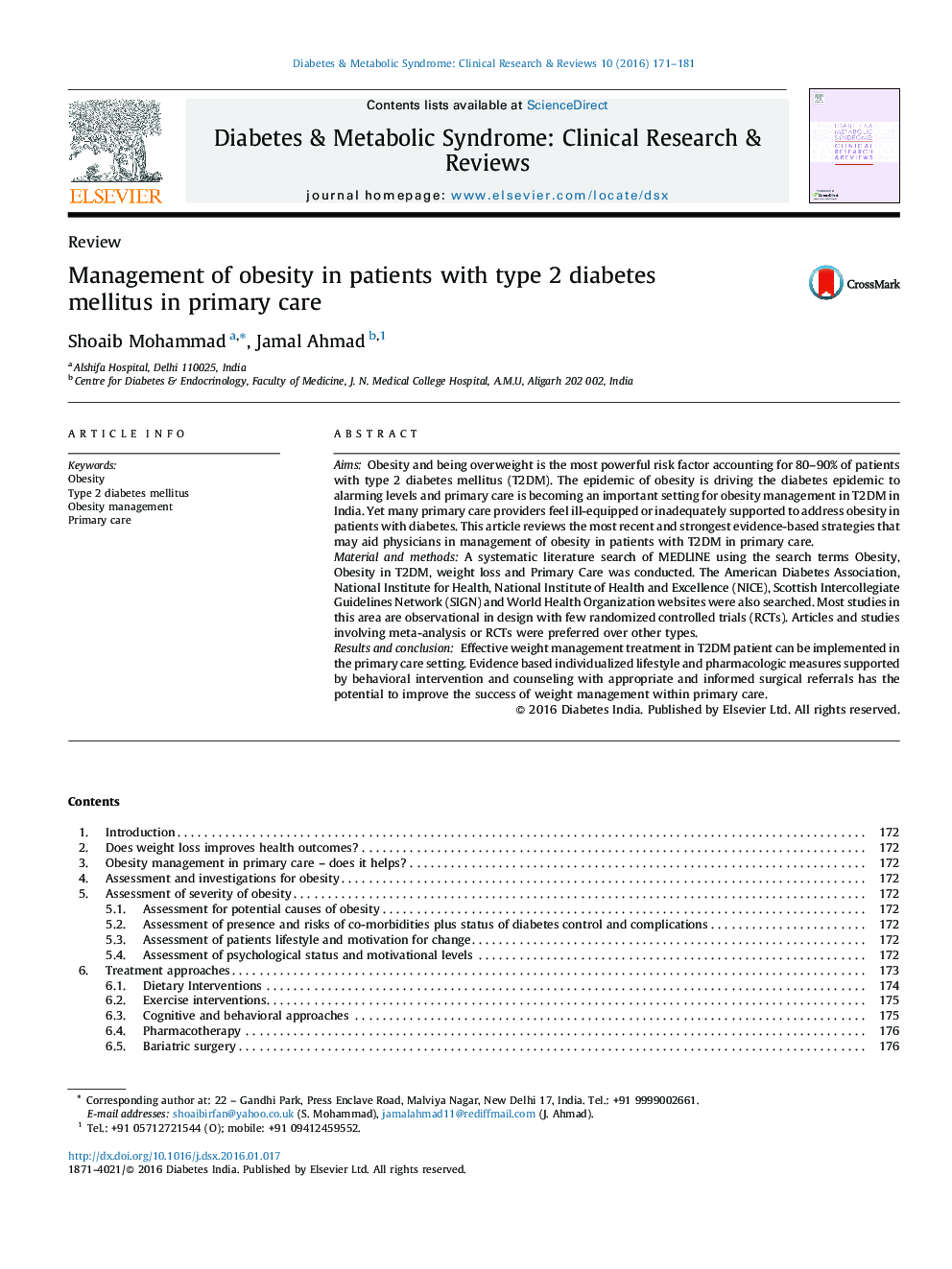 Management of obesity in patients with type 2 diabetes mellitus in primary care