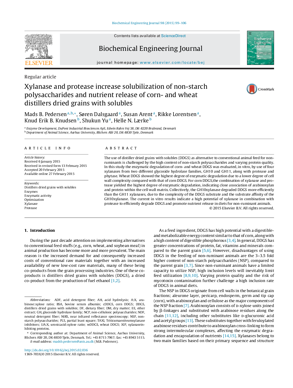 Xylanase and protease increase solubilization of non-starch polysaccharides and nutrient release of corn- and wheat distillers dried grains with solubles