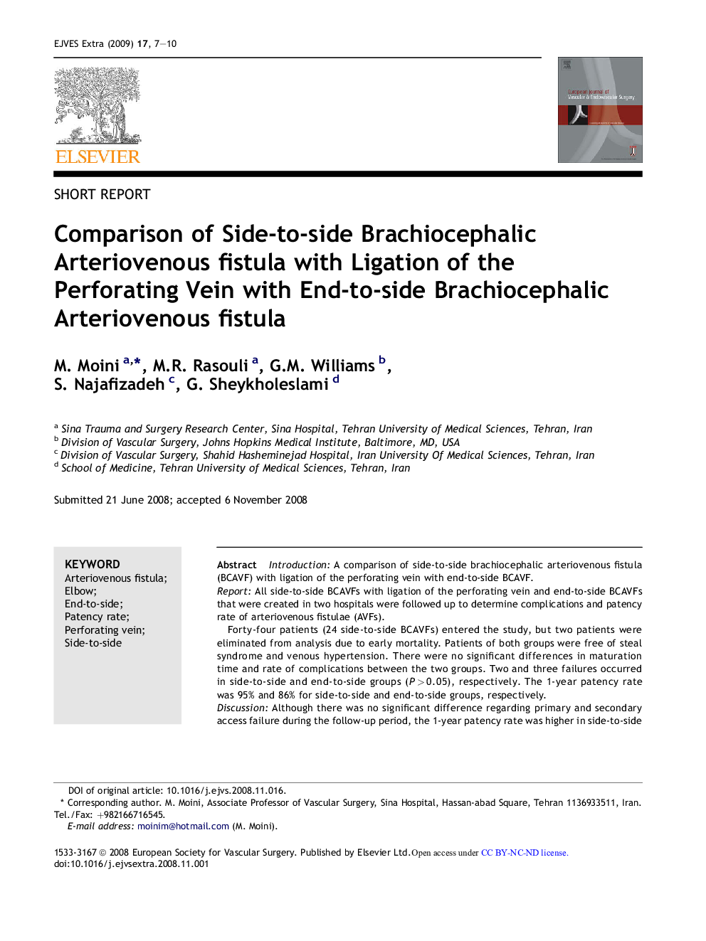 Comparison of Side-to-side Brachiocephalic Arteriovenous fistula with Ligation of the Perforating Vein with End-to-side Brachiocephalic Arteriovenous fistula