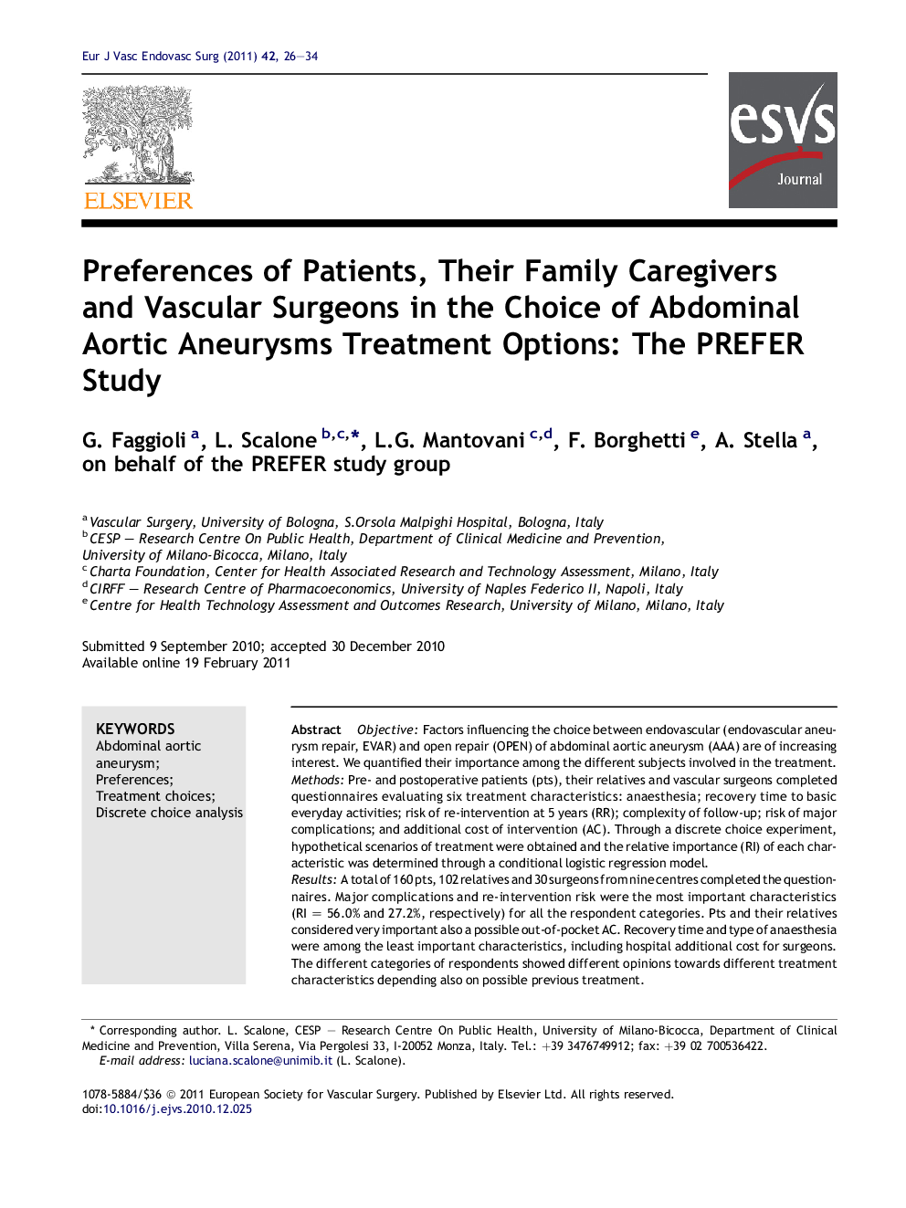 Preferences of Patients, Their Family Caregivers and Vascular Surgeons in the Choice of Abdominal Aortic Aneurysms Treatment Options: The PREFER Study