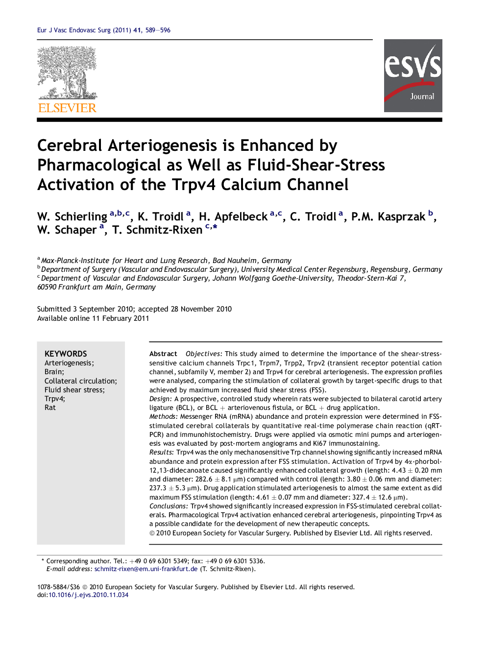 Cerebral Arteriogenesis is Enhanced by Pharmacological as Well as Fluid-Shear-Stress Activation of the Trpv4 Calcium Channel