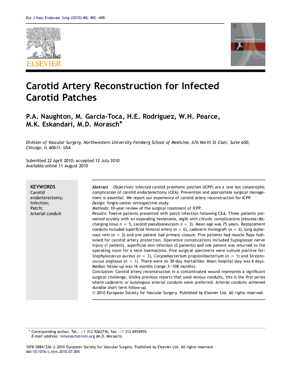 Carotid Artery Reconstruction for Infected Carotid Patches