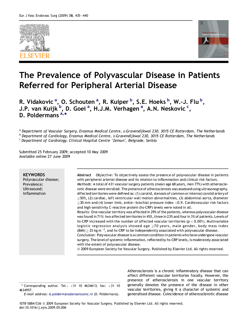 The Prevalence of Polyvascular Disease in Patients Referred for Peripheral Arterial Disease