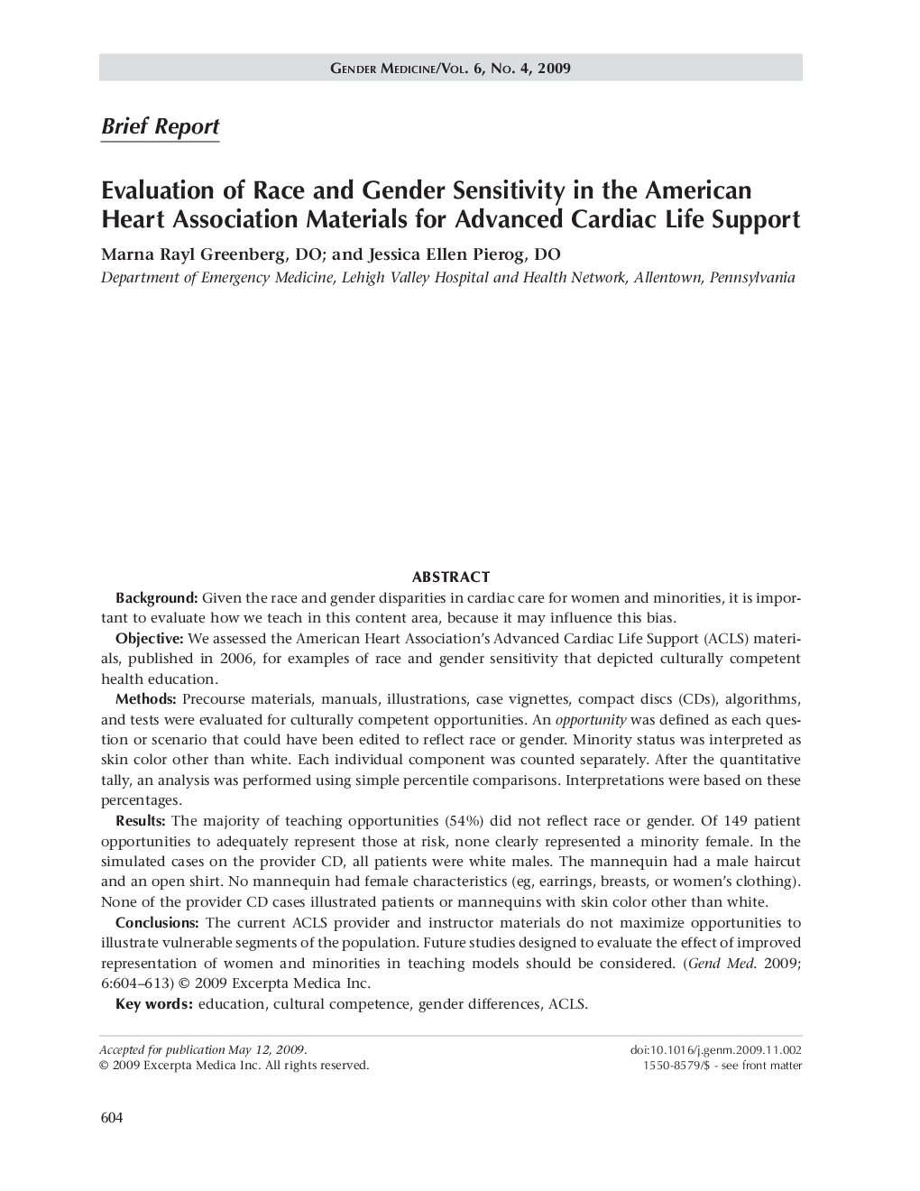 Evaluation of race and gender sensitivity in the American Heart Association materials for Advanced Cardiac Life Support