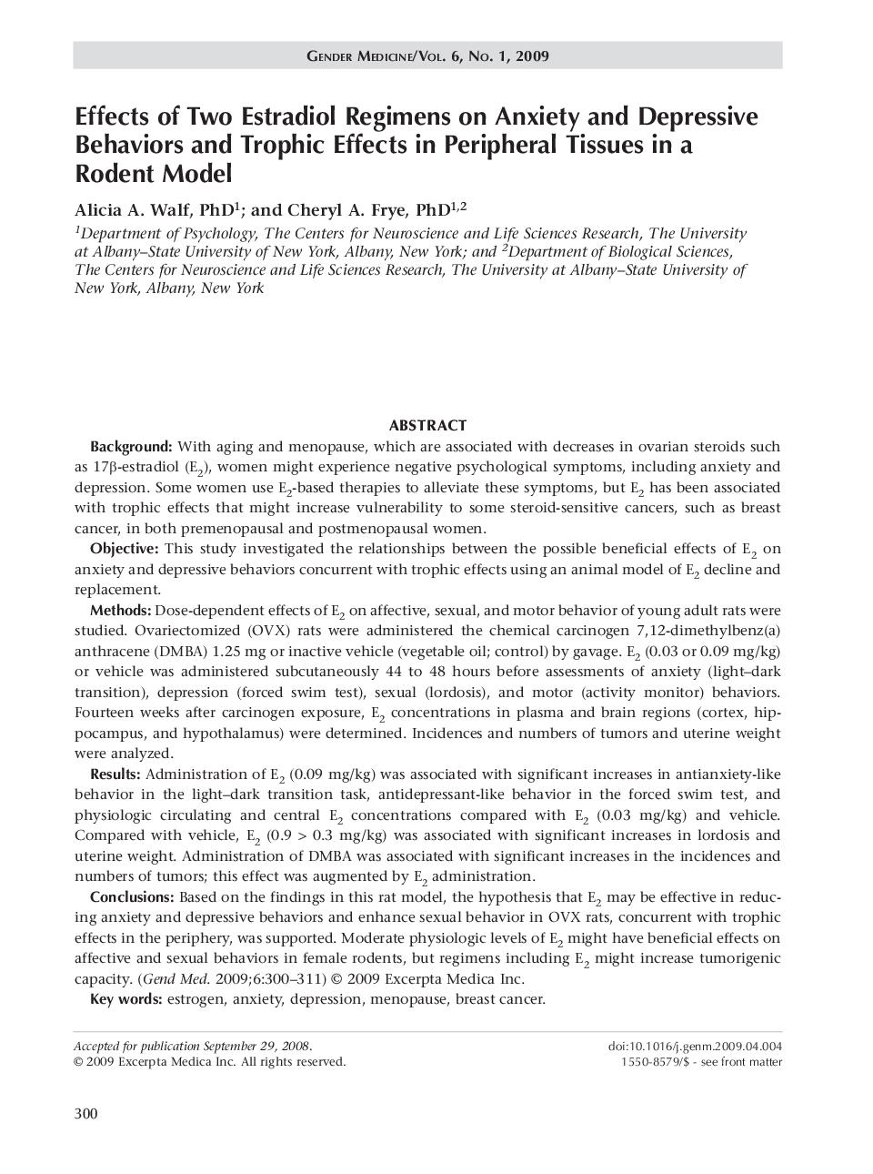 Effects of two estradiol regimens on anxiety and depressive behaviors and trophic effects in peripheral tissues in a rodent model