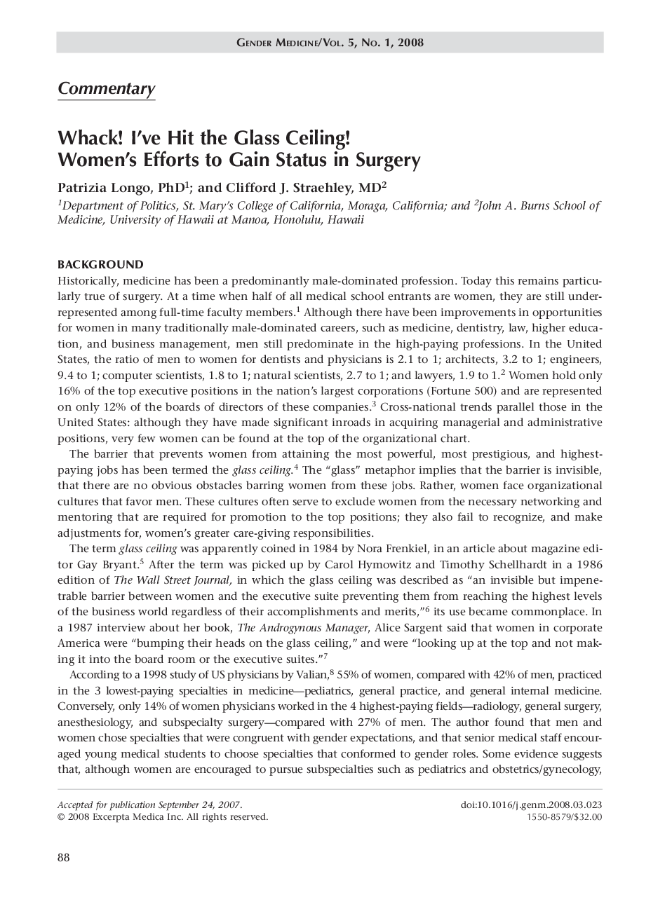 Whack! I've hit the glass ceiling! Women's efforts to gain status in surgery