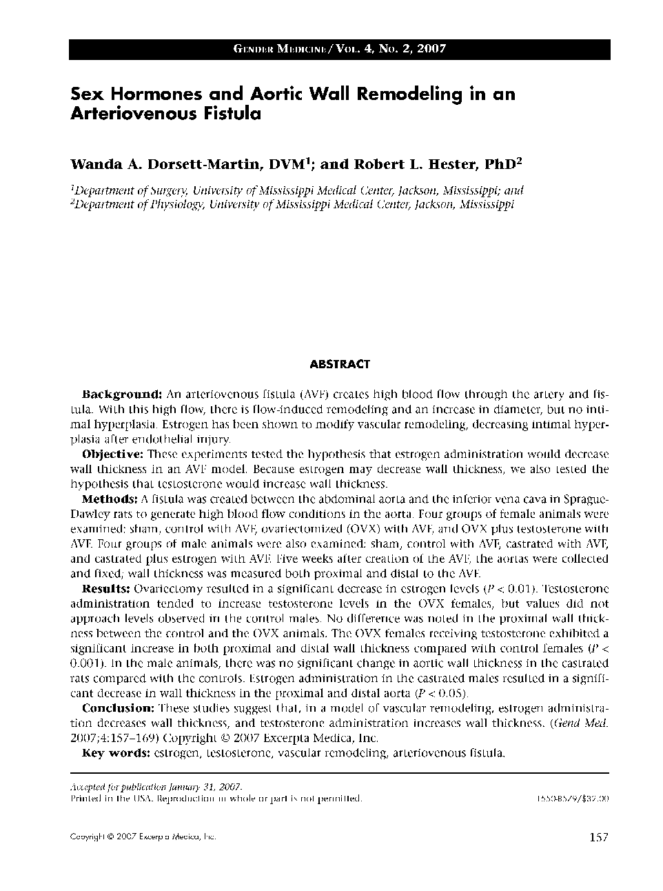 Sex hormones and aortic wall remodeling in an arteriovenous fistula