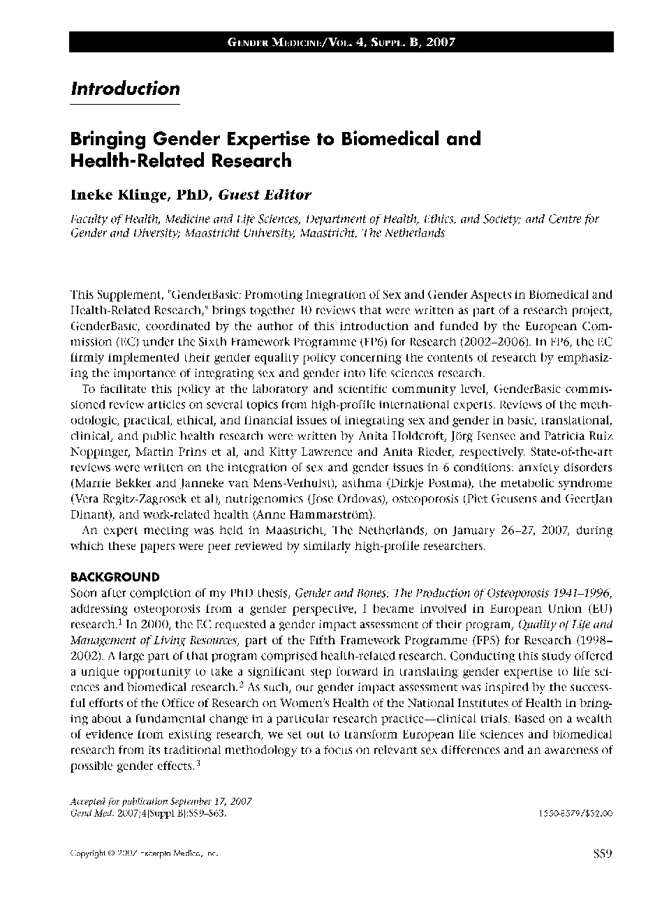 Bringing Gender Expertise to Biomedical and Health-Related Research