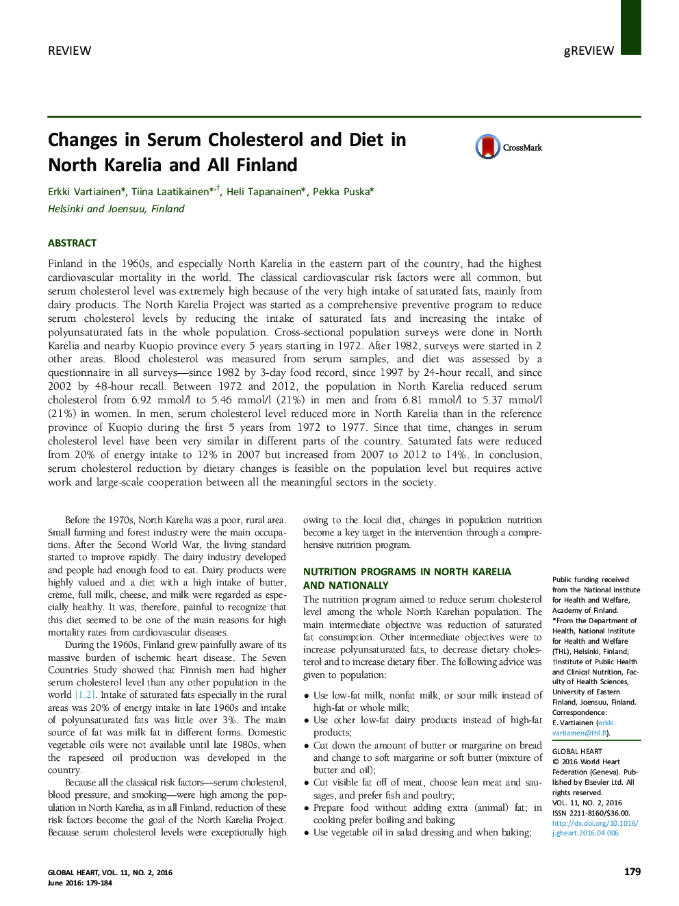 Changes in Serum Cholesterol and Diet in North Karelia and All Finland 