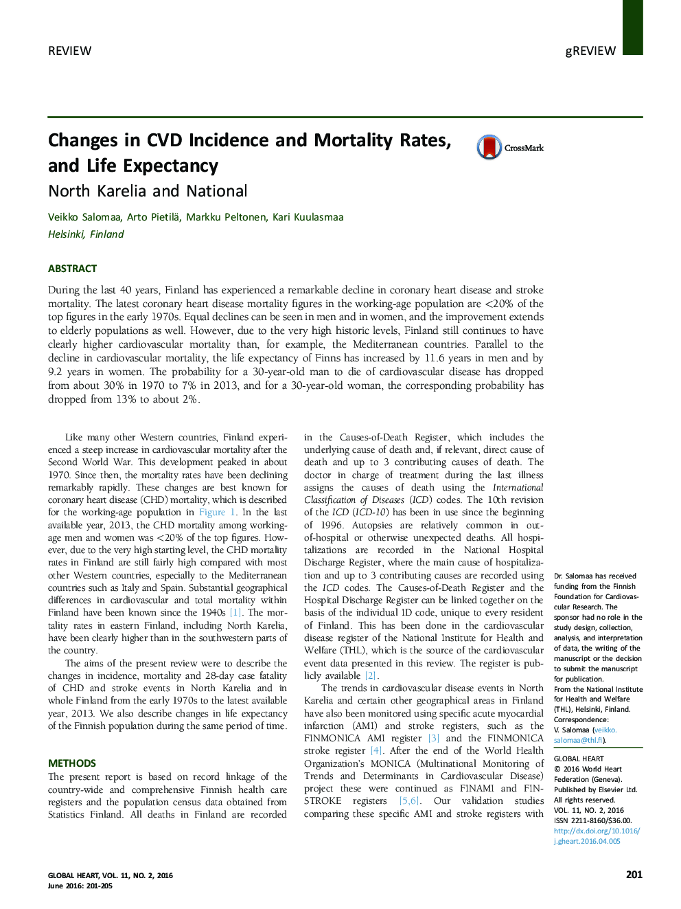 Changes in CVD Incidence and Mortality Rates, and Life Expectancy : North Karelia and National