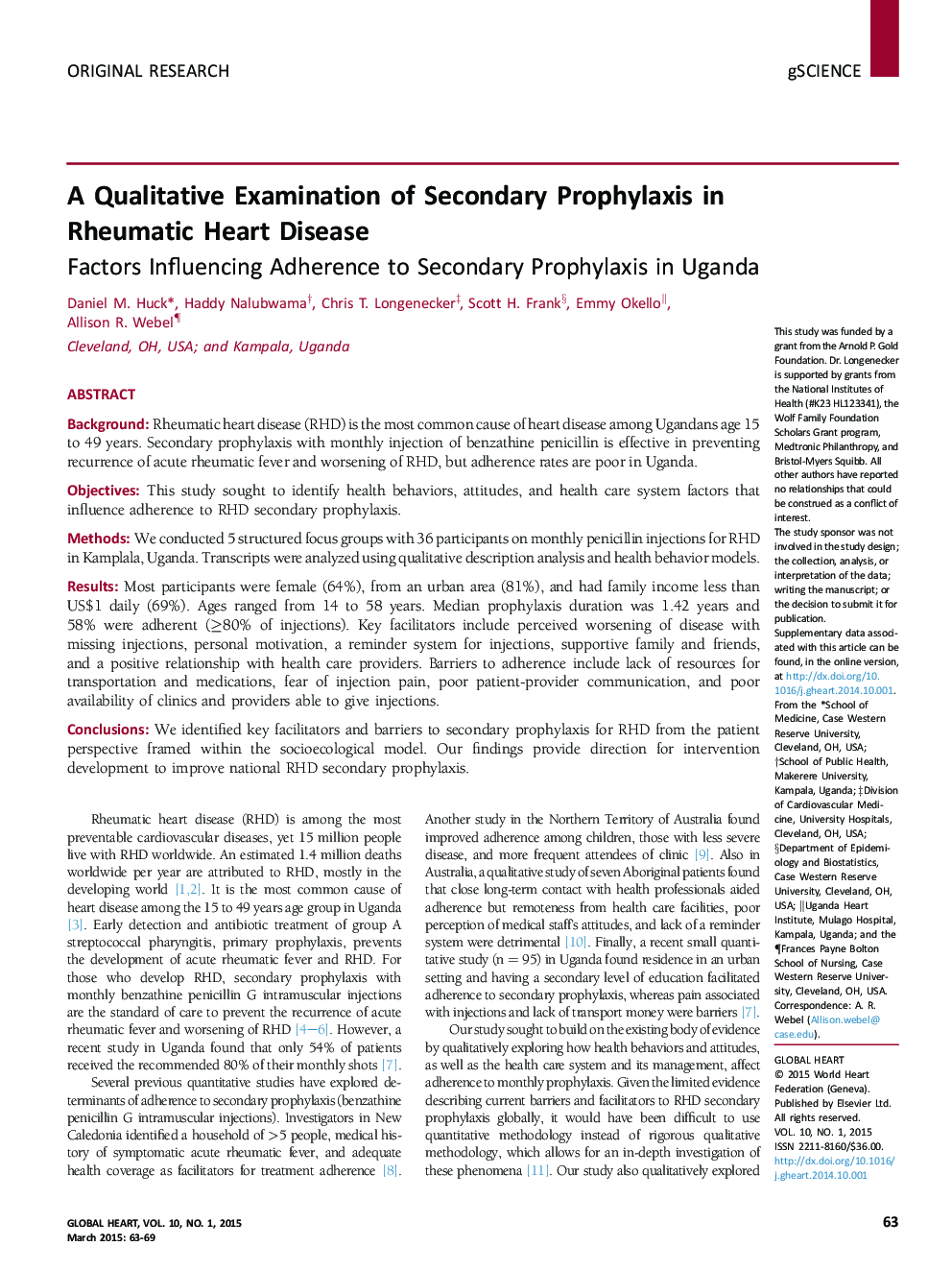 A Qualitative Examination of Secondary Prophylaxis in Rheumatic Heart Disease