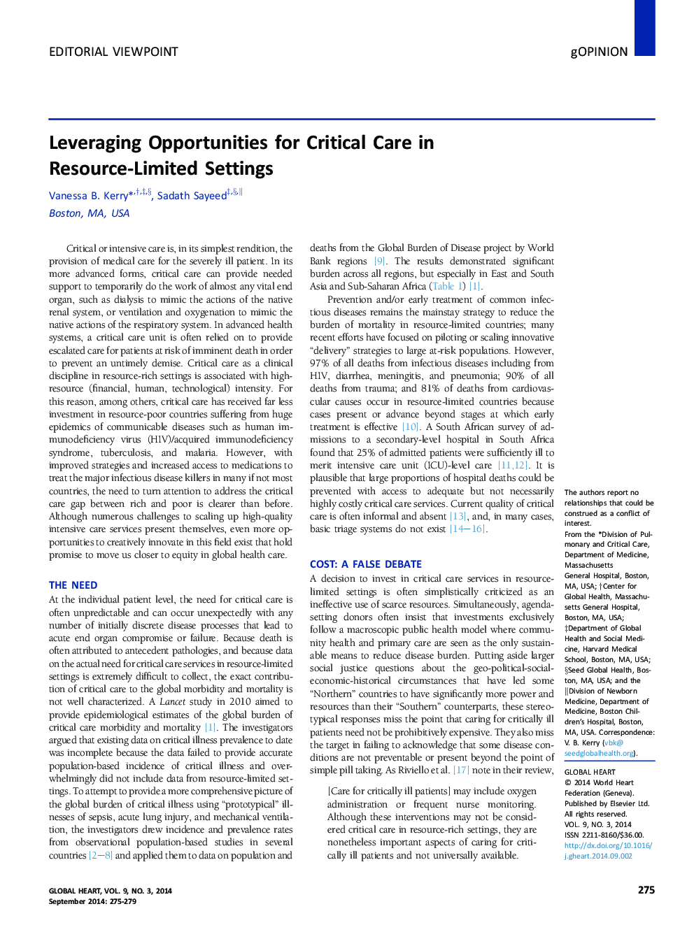 Leveraging Opportunities for Critical Care in Resource-Limited Settings