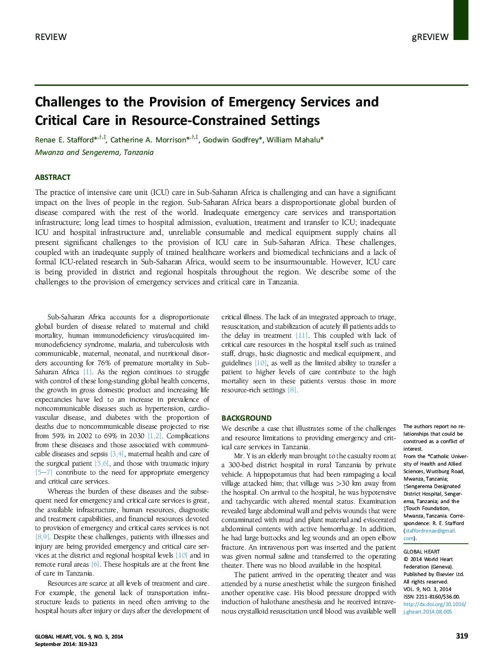 Challenges to the Provision of Emergency Services and Critical Care in Resource-Constrained Settings 