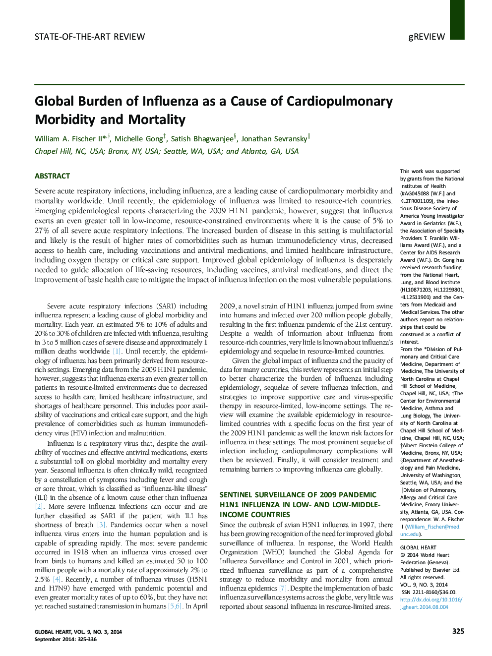 Global Burden of Influenza as a Cause of Cardiopulmonary Morbidity and Mortality 