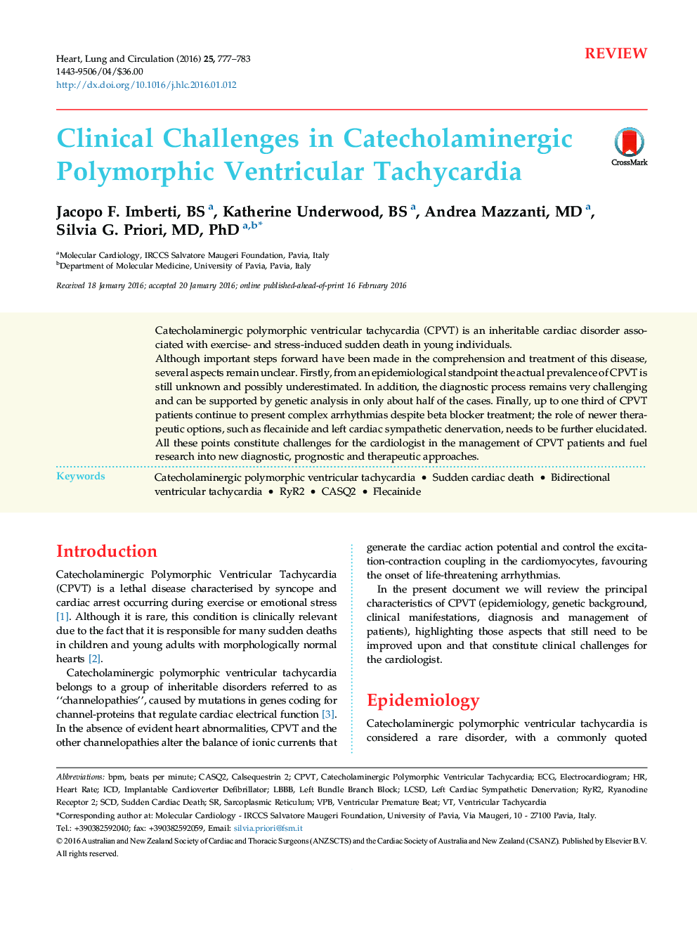 Clinical Challenges in Catecholaminergic Polymorphic Ventricular Tachycardia