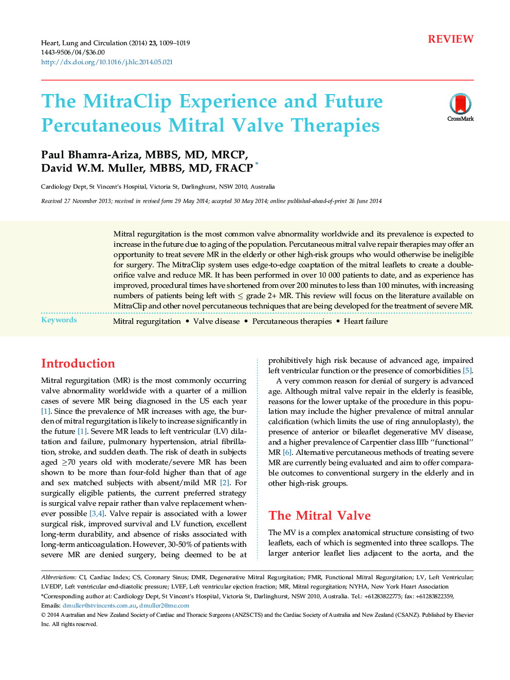 The MitraClip Experience and Future Percutaneous Mitral Valve Therapies