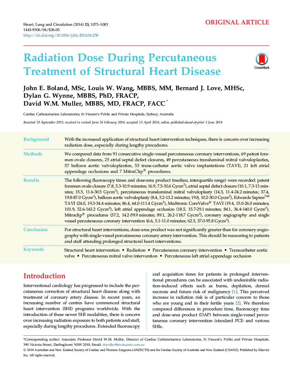 Radiation Dose During Percutaneous Treatment of Structural Heart Disease