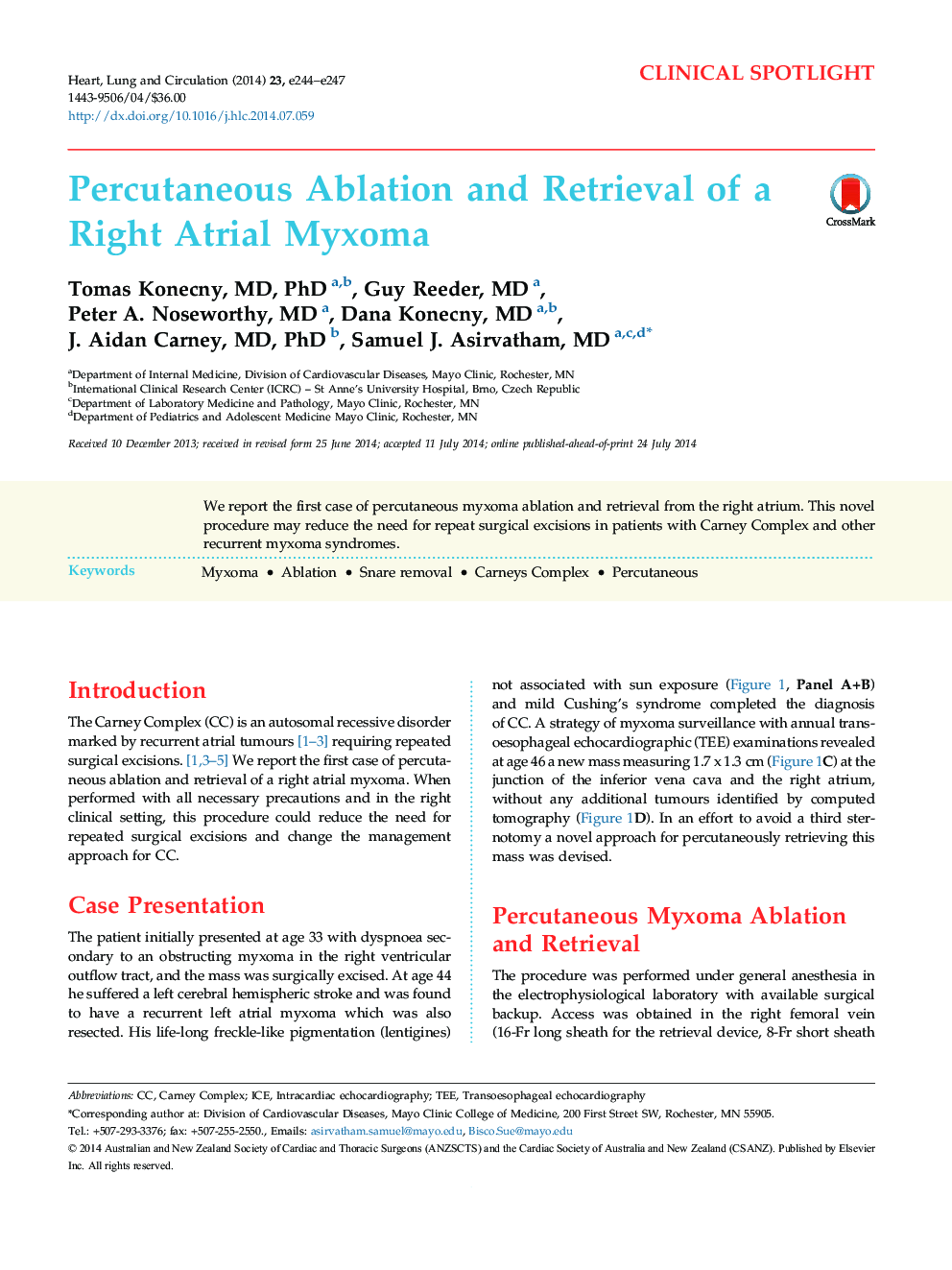 Percutaneous Ablation and Retrieval of a Right Atrial Myxoma