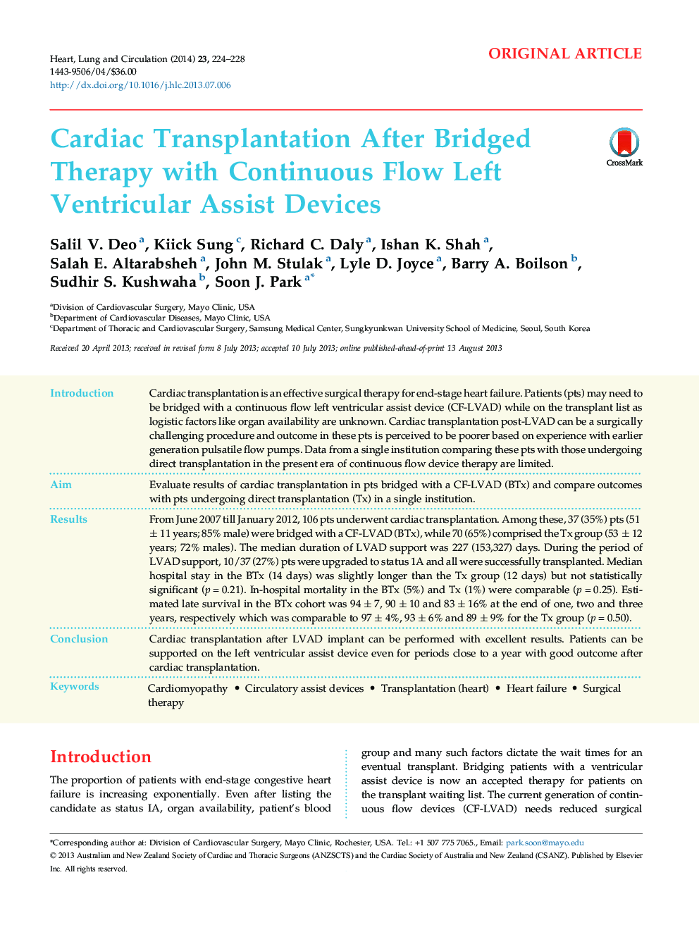 Cardiac Transplantation After Bridged Therapy with Continuous Flow Left Ventricular Assist Devices