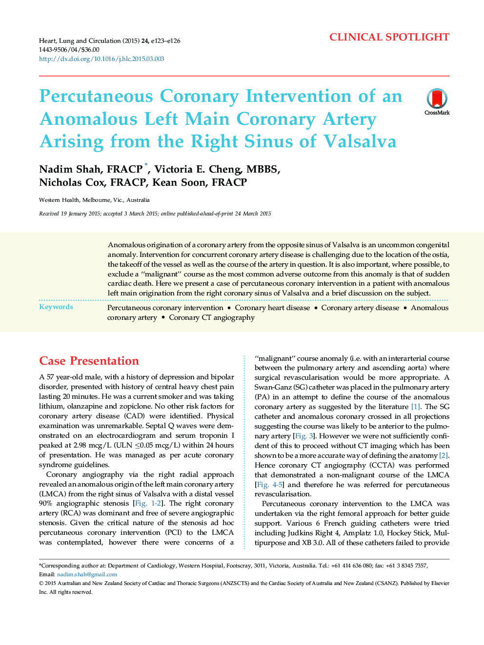 Percutaneous Coronary Intervention of an Anomalous Left Main Coronary Artery Arising from the Right Sinus of Valsalva