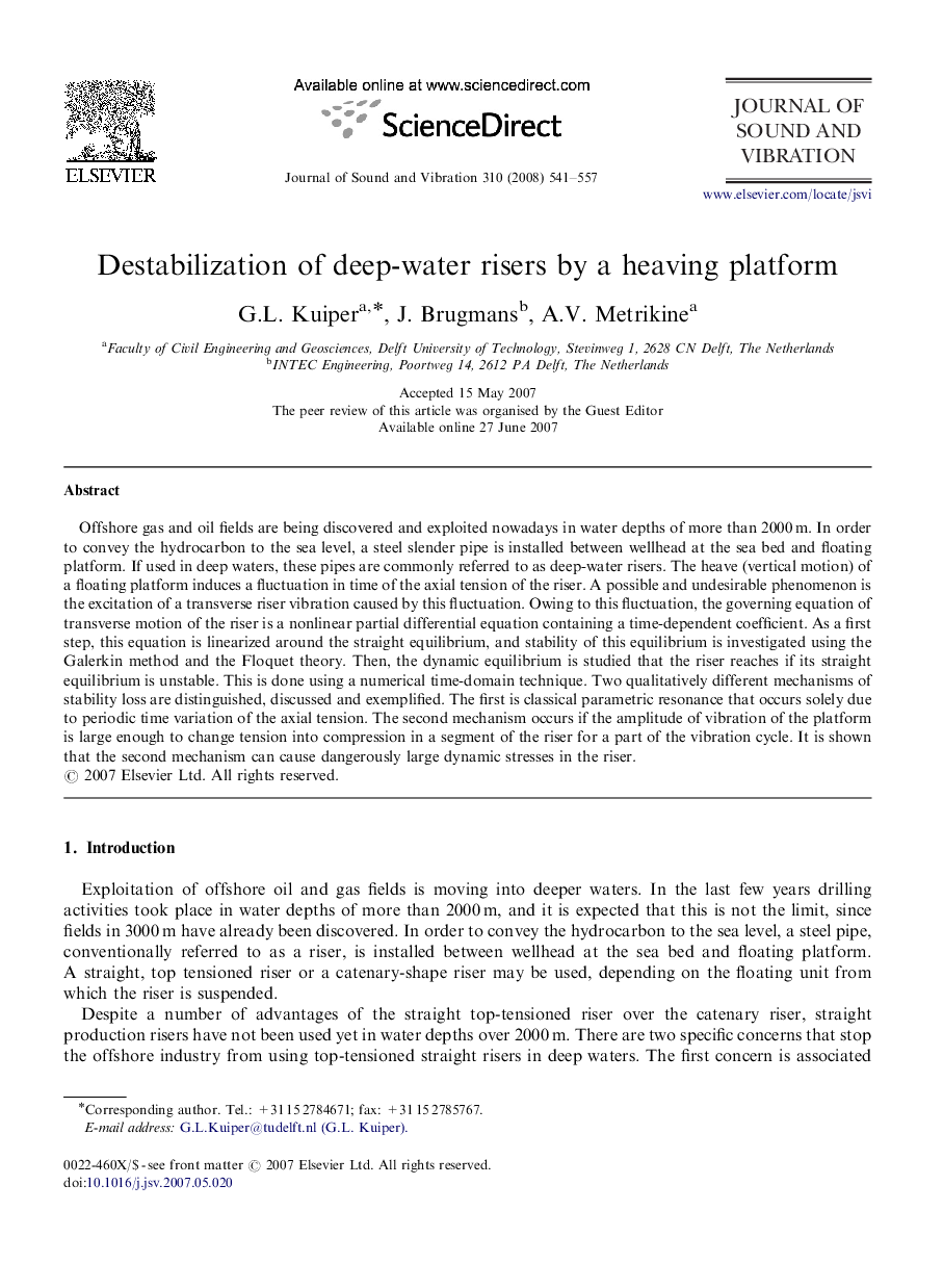 Destabilization of deep-water risers by a heaving platform