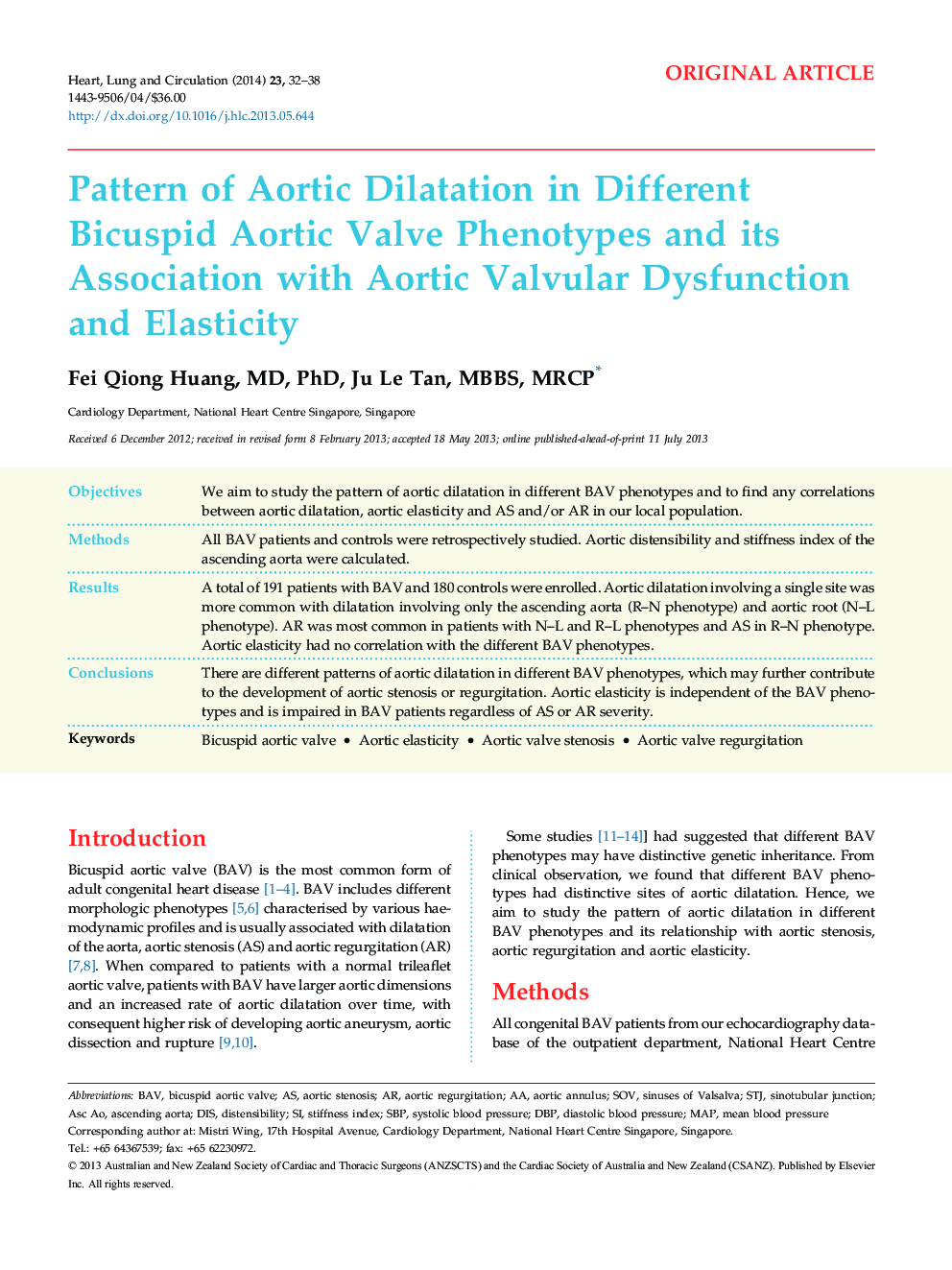 Pattern of Aortic Dilatation in Different Bicuspid Aortic Valve Phenotypes and its Association with Aortic Valvular Dysfunction and Elasticity