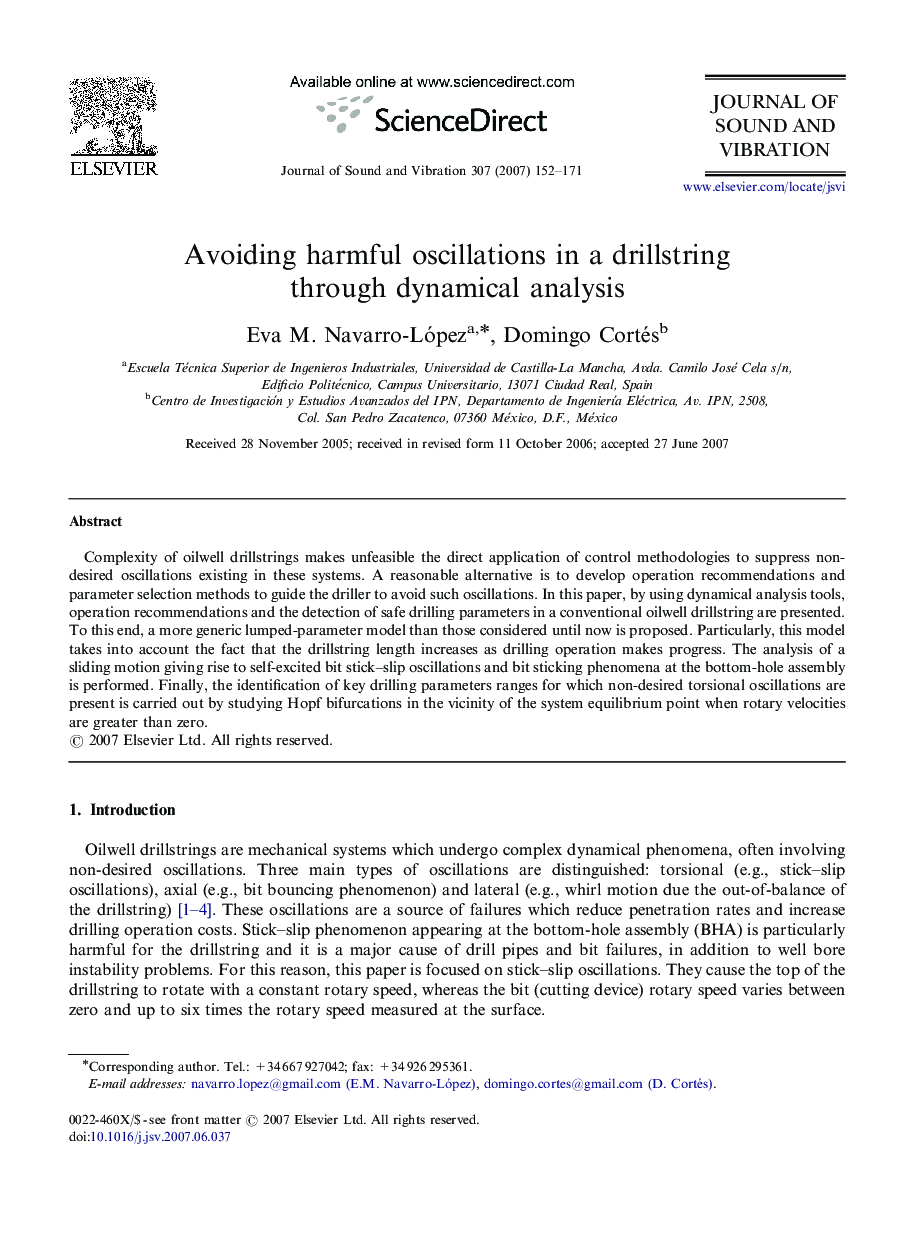 Avoiding harmful oscillations in a drillstring through dynamical analysis