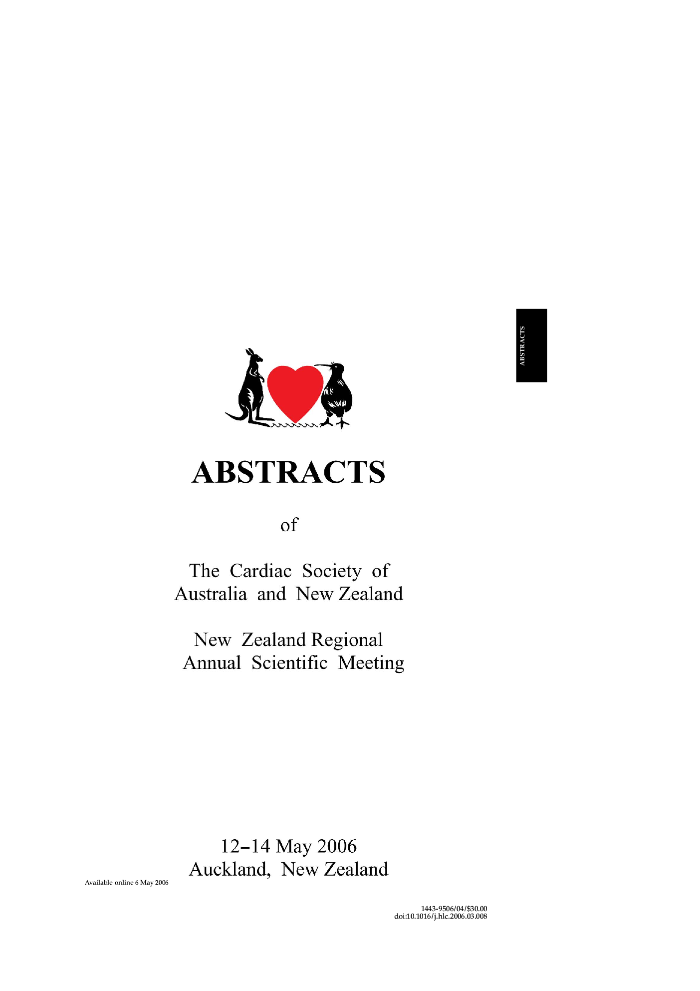 CSANZ Abstracts, NZ ASM, 12-14 May 2006, Auckland, NZ