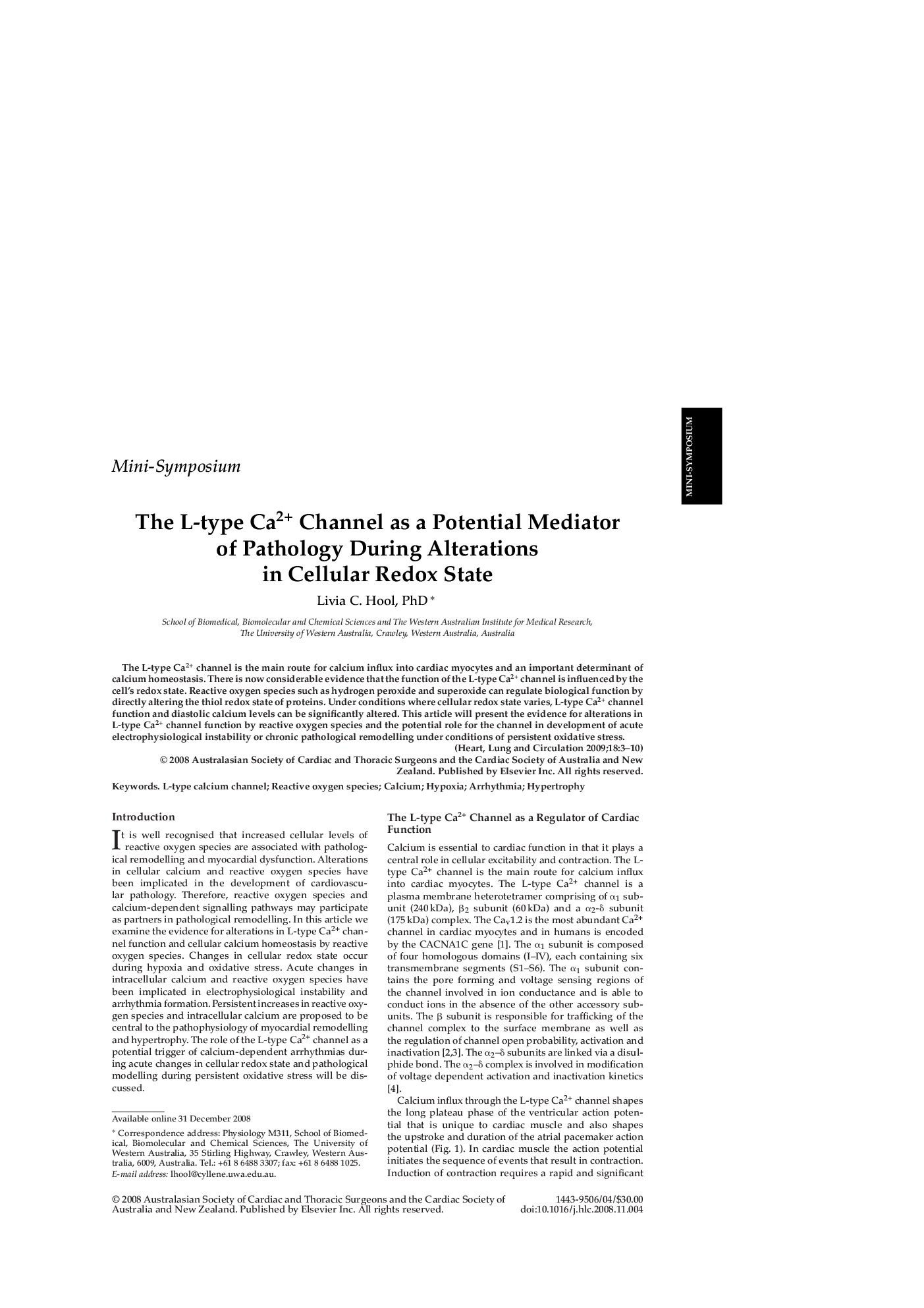 The L-type Ca2+ Channel as a Potential Mediator of Pathology During Alterations in Cellular Redox State