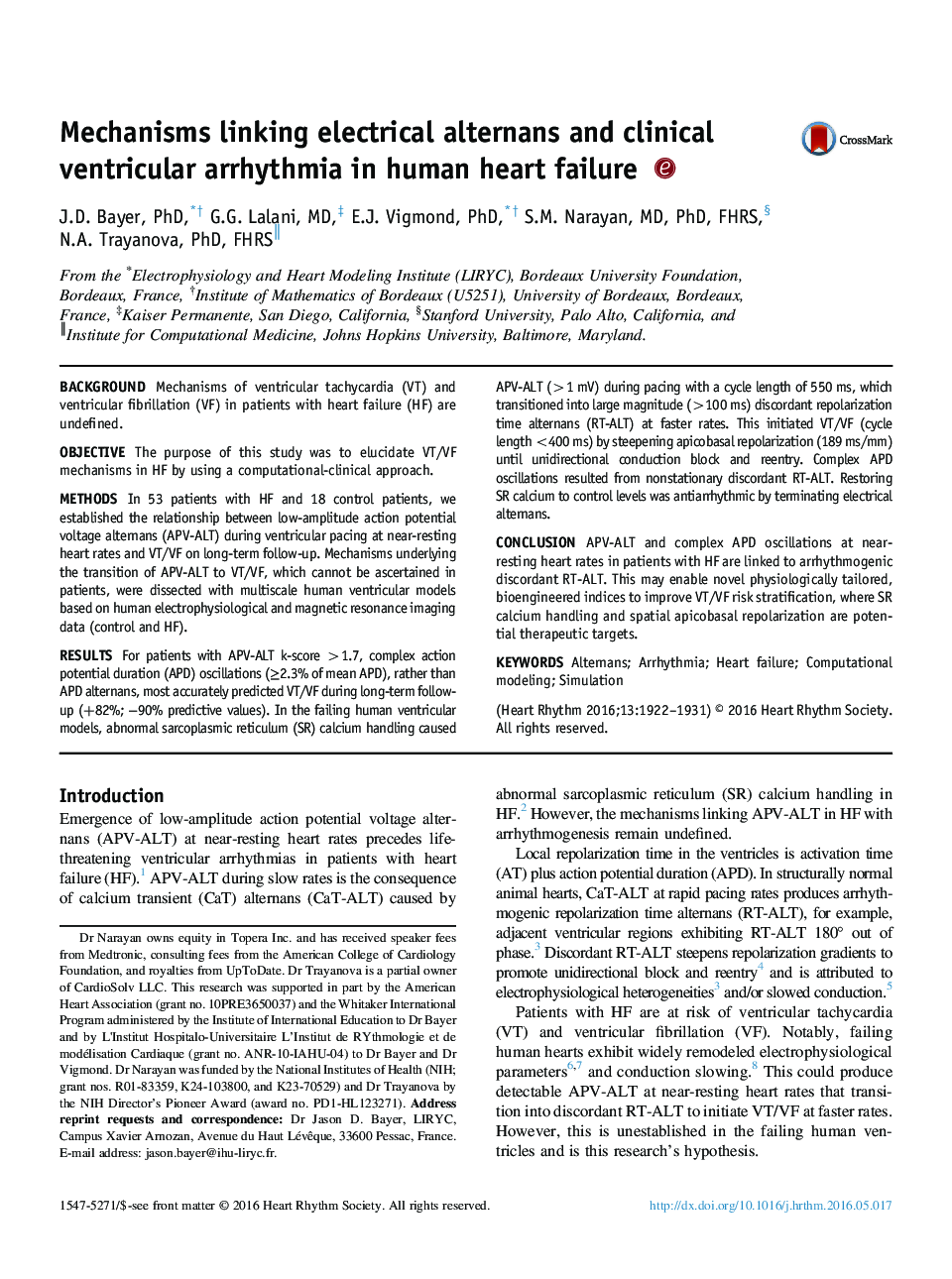 Mechanisms linking electrical alternans and clinical ventricular arrhythmia in human heart failure 