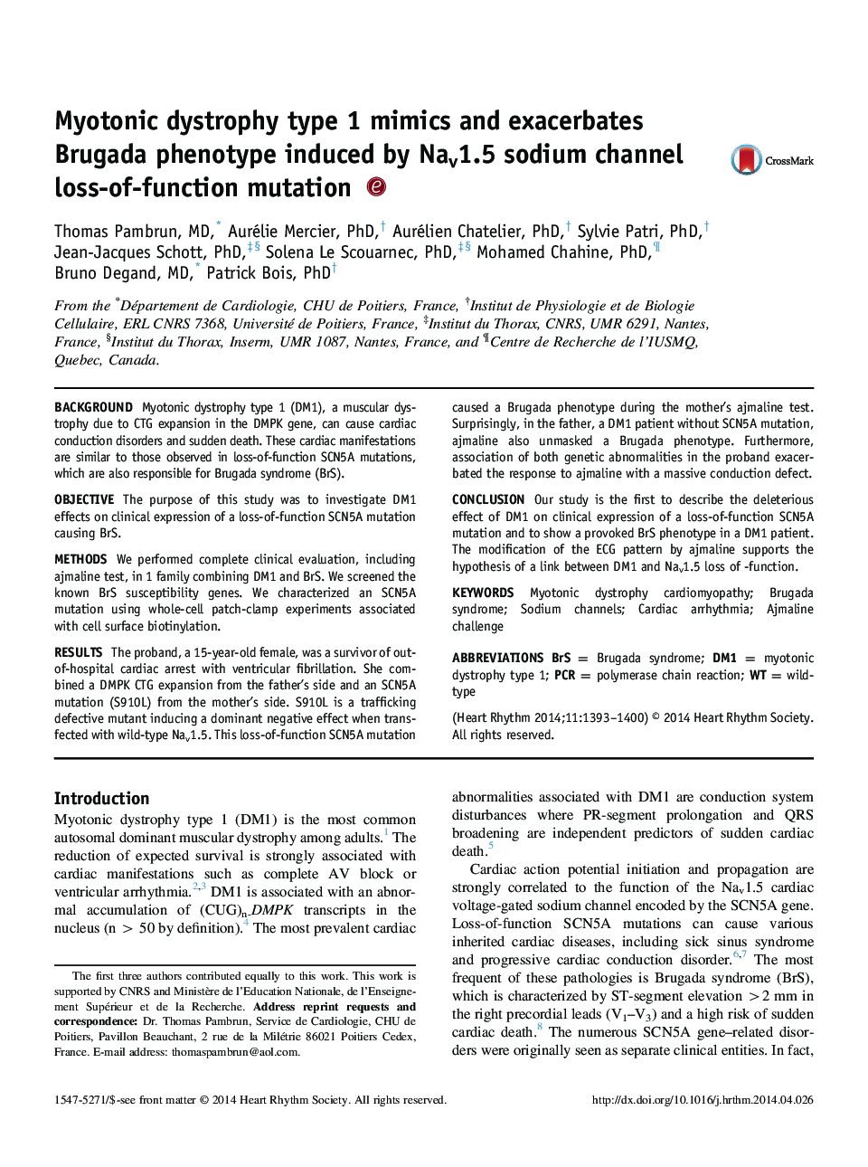 Myotonic dystrophy type 1 mimics and exacerbates Brugada phenotype induced by Nav1.5 sodium channel loss-of-function mutation 