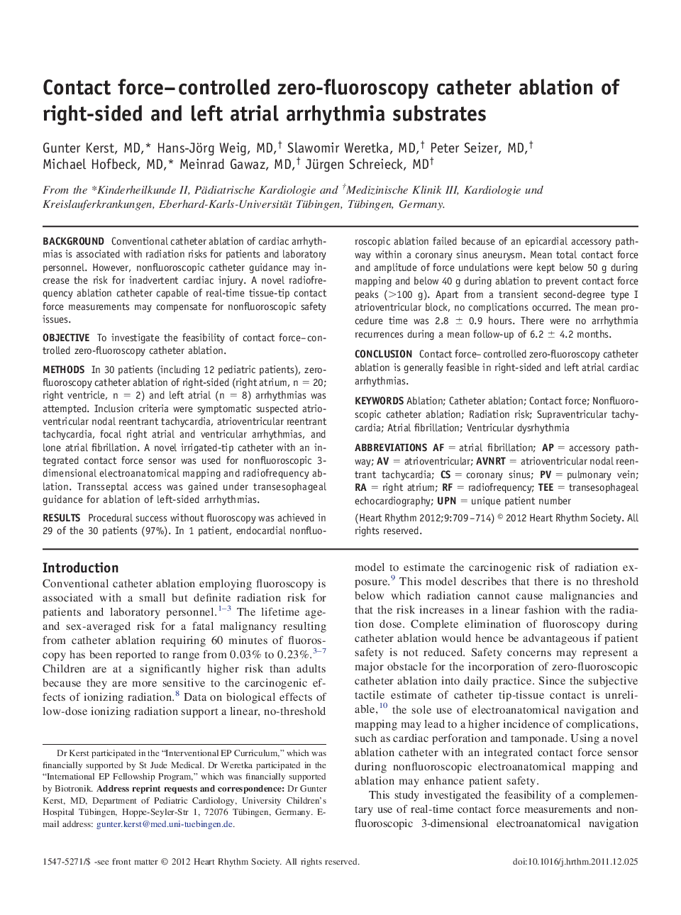 Contact force–controlled zero-fluoroscopy catheter ablation of right-sided and left atrial arrhythmia substrates 