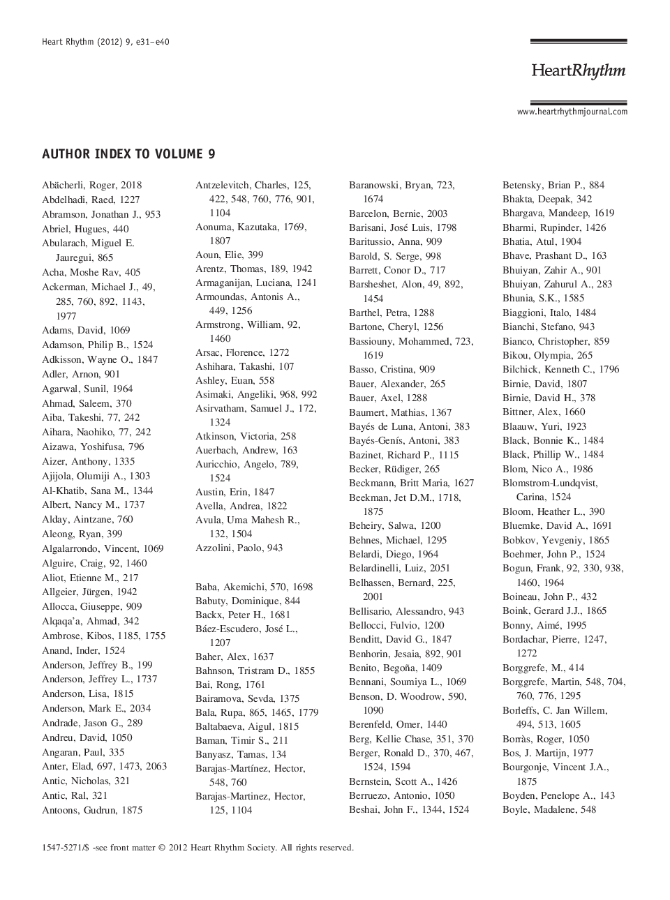 Author Index to Volume 9
