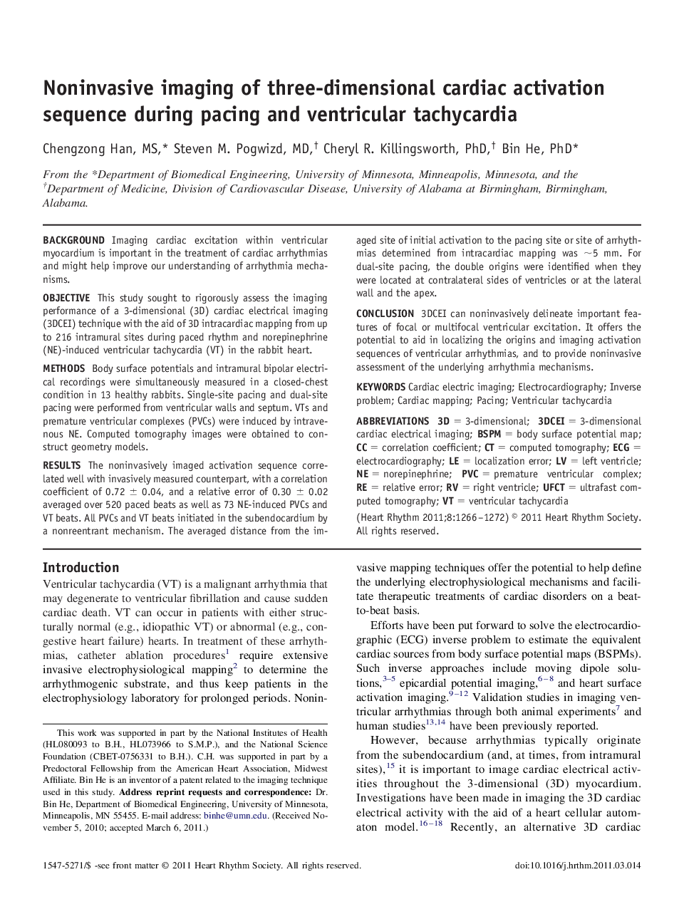 عکس صفحه اول مقاله: Noninvasive imaging of three-dimensional cardiac activation sequence during pacing and ventricular tachycardia Noninvasive imaging of three-dimensional cardiac activation sequence during pacing and ventricular tachycardia