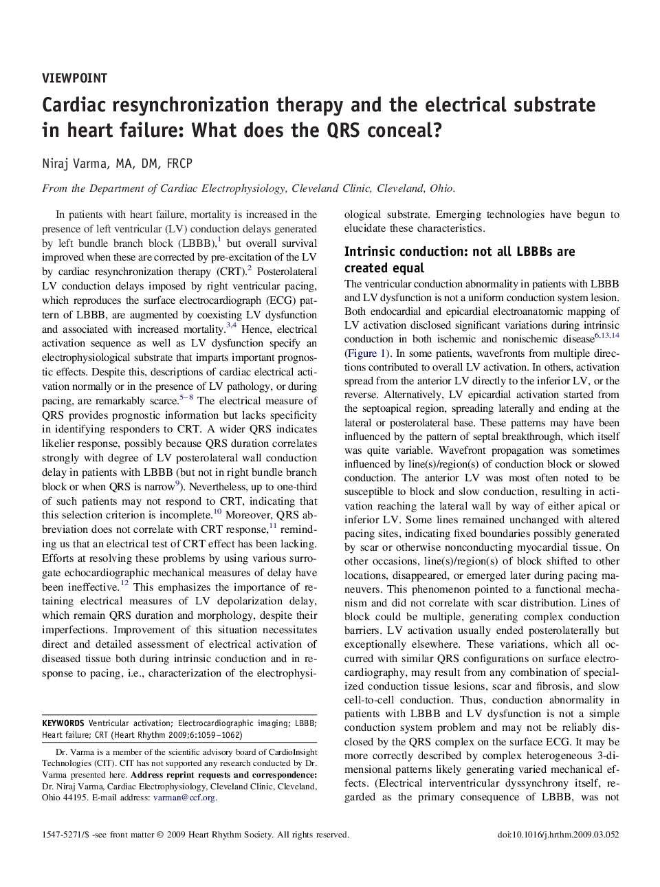 Cardiac resynchronization therapy and the electrical substrate in heart failure: What does the QRS conceal?