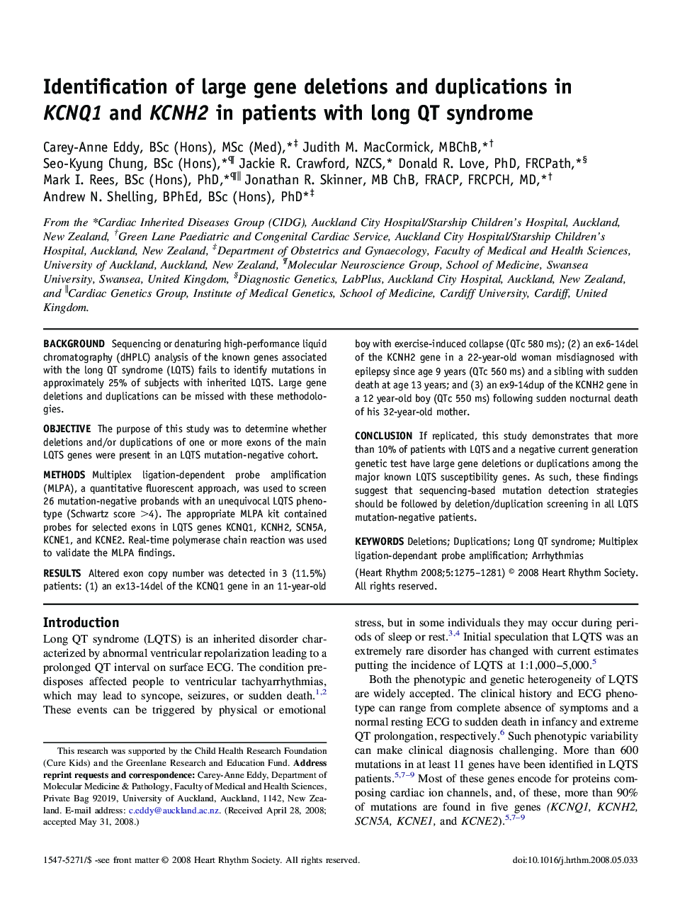 Identification of large gene deletions and duplications in KCNQ1 and KCNH2 in patients with long QT syndrome 