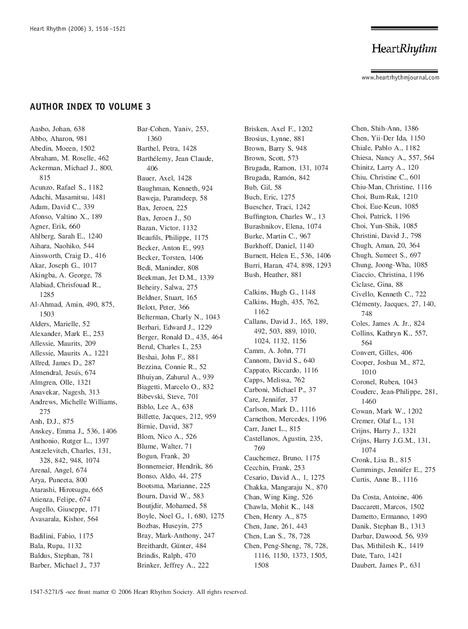 Author index to Volume 3