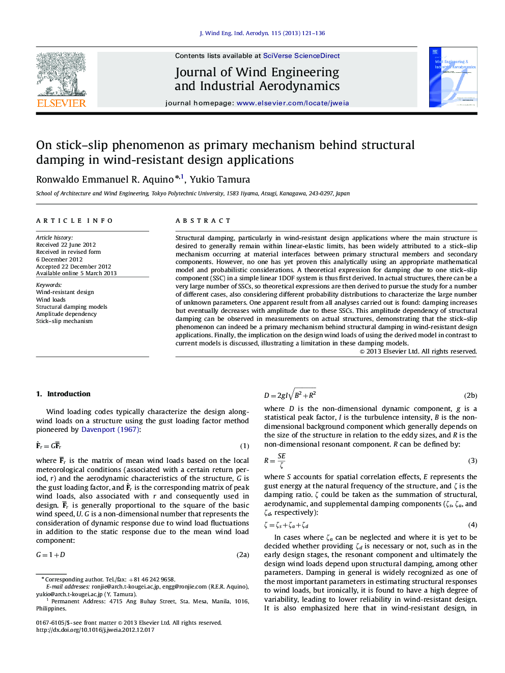 On stick–slip phenomenon as primary mechanism behind structural damping in wind-resistant design applications