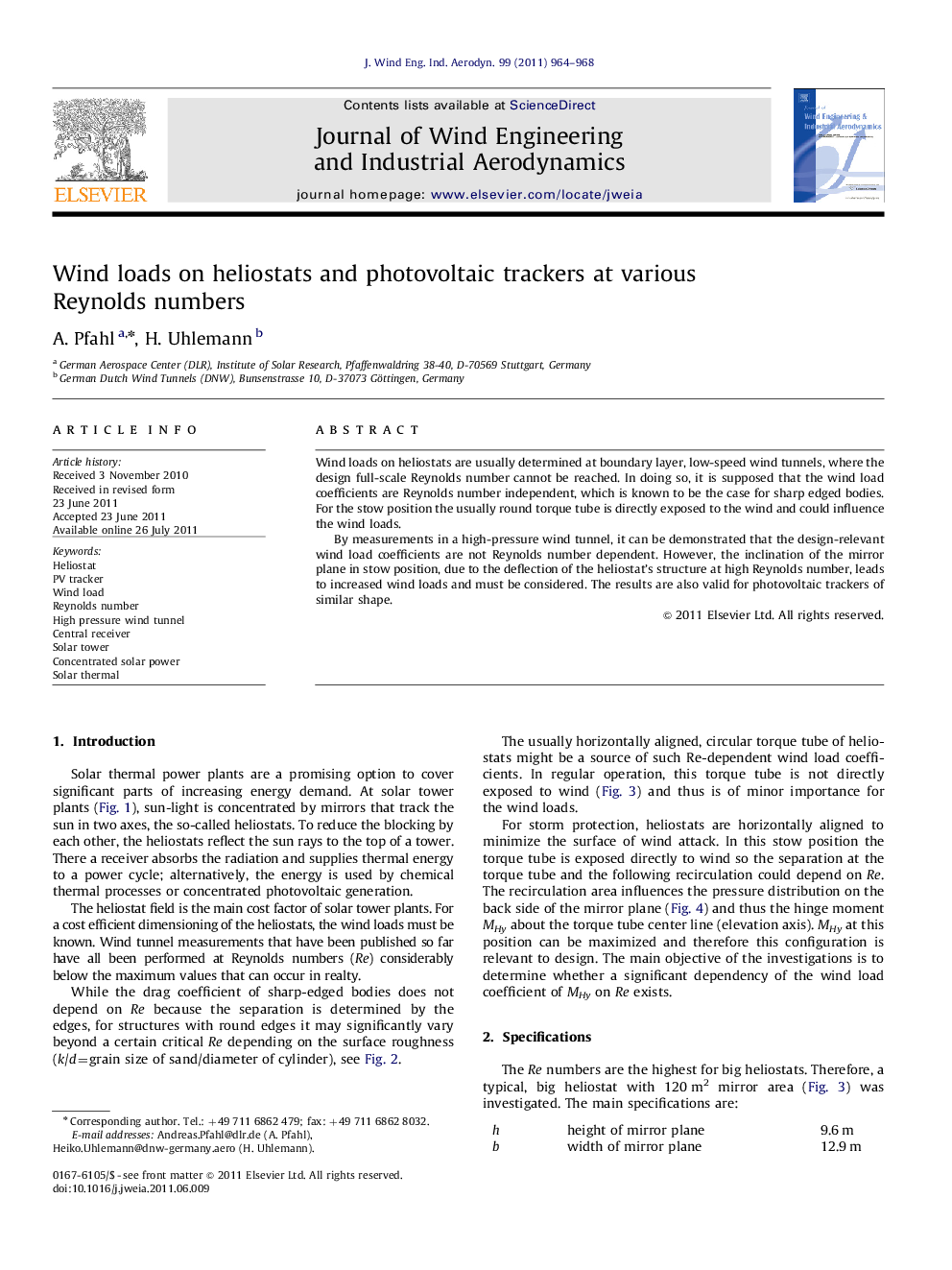 Wind loads on heliostats and photovoltaic trackers at various Reynolds numbers