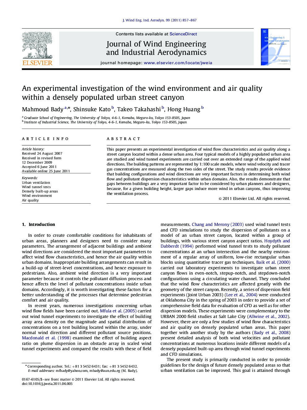 An experimental investigation of the wind environment and air quality within a densely populated urban street canyon