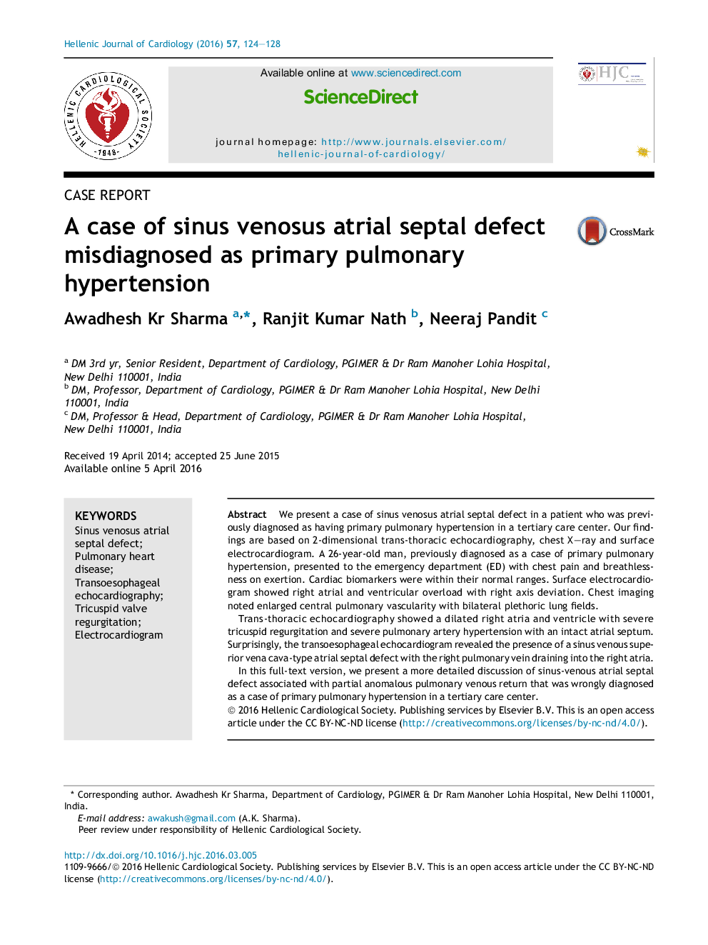 A case of sinus venosus atrial septal defect misdiagnosed as primary pulmonary hypertension 