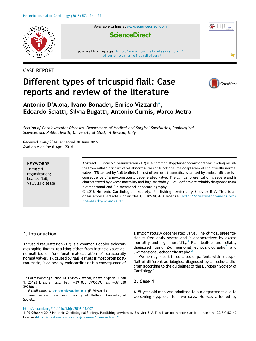 Different types of tricuspid flail: Case reports and review of the literature 