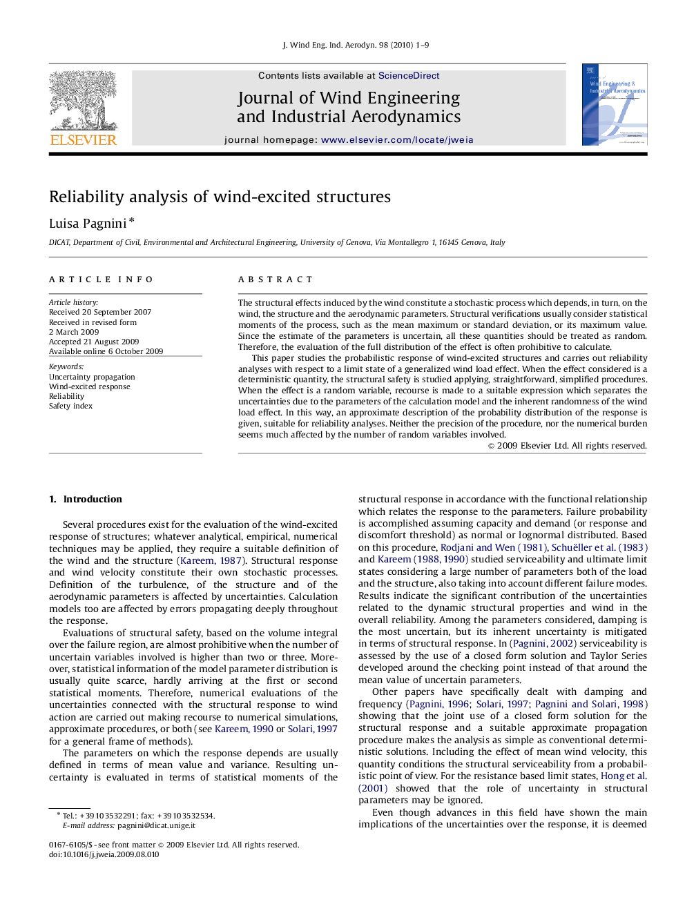 Reliability analysis of wind-excited structures