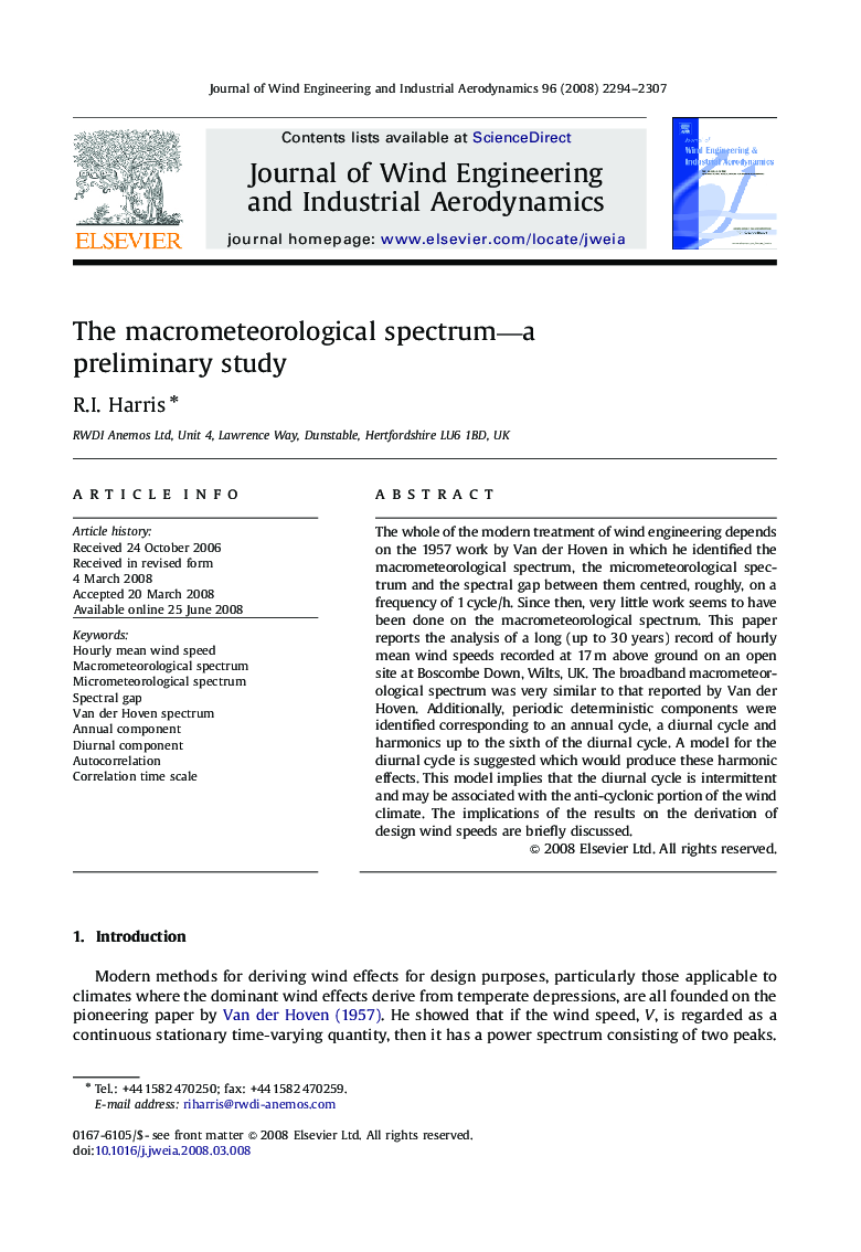 The macrometeorological spectrum—a preliminary study