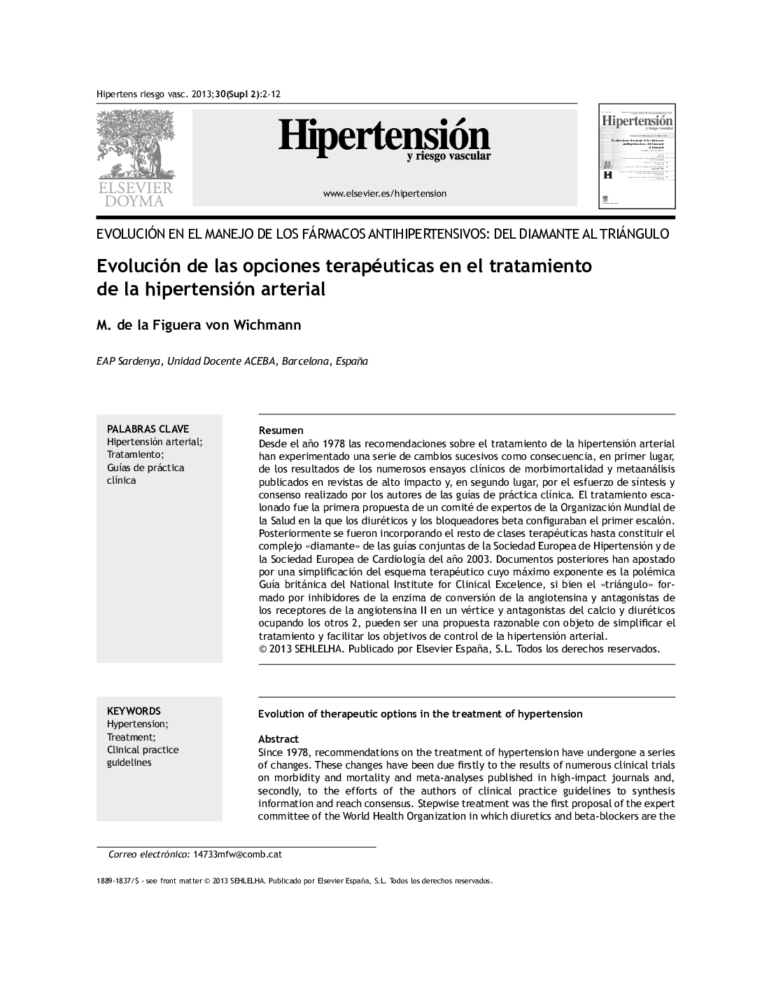 Evolución de las opciones terapéuticas en el tratamiento de la hipertensión arterial