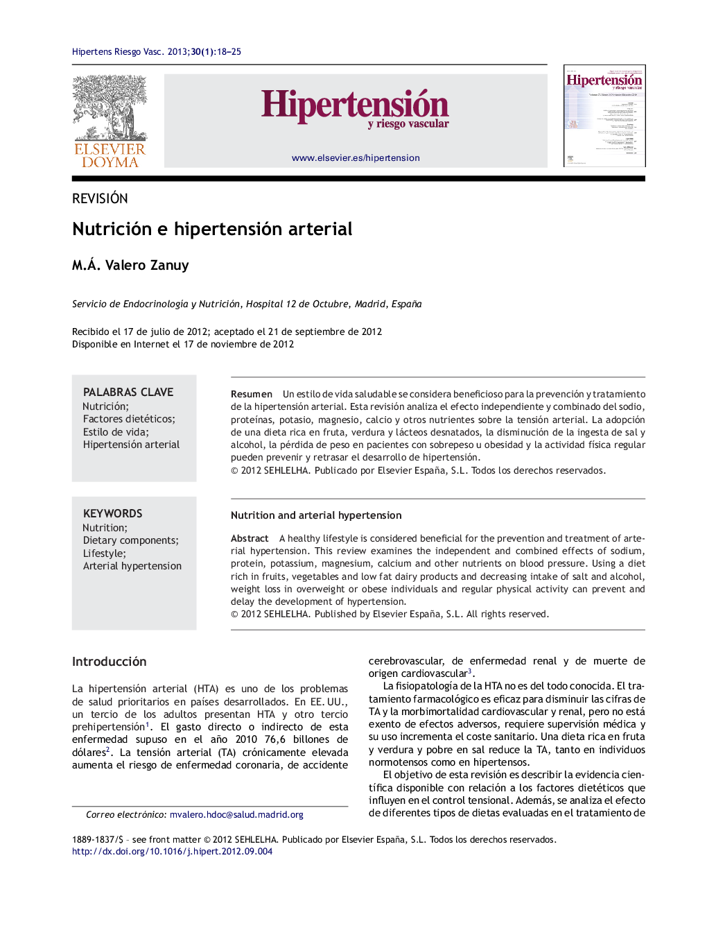 Nutrición e hipertensión arterial