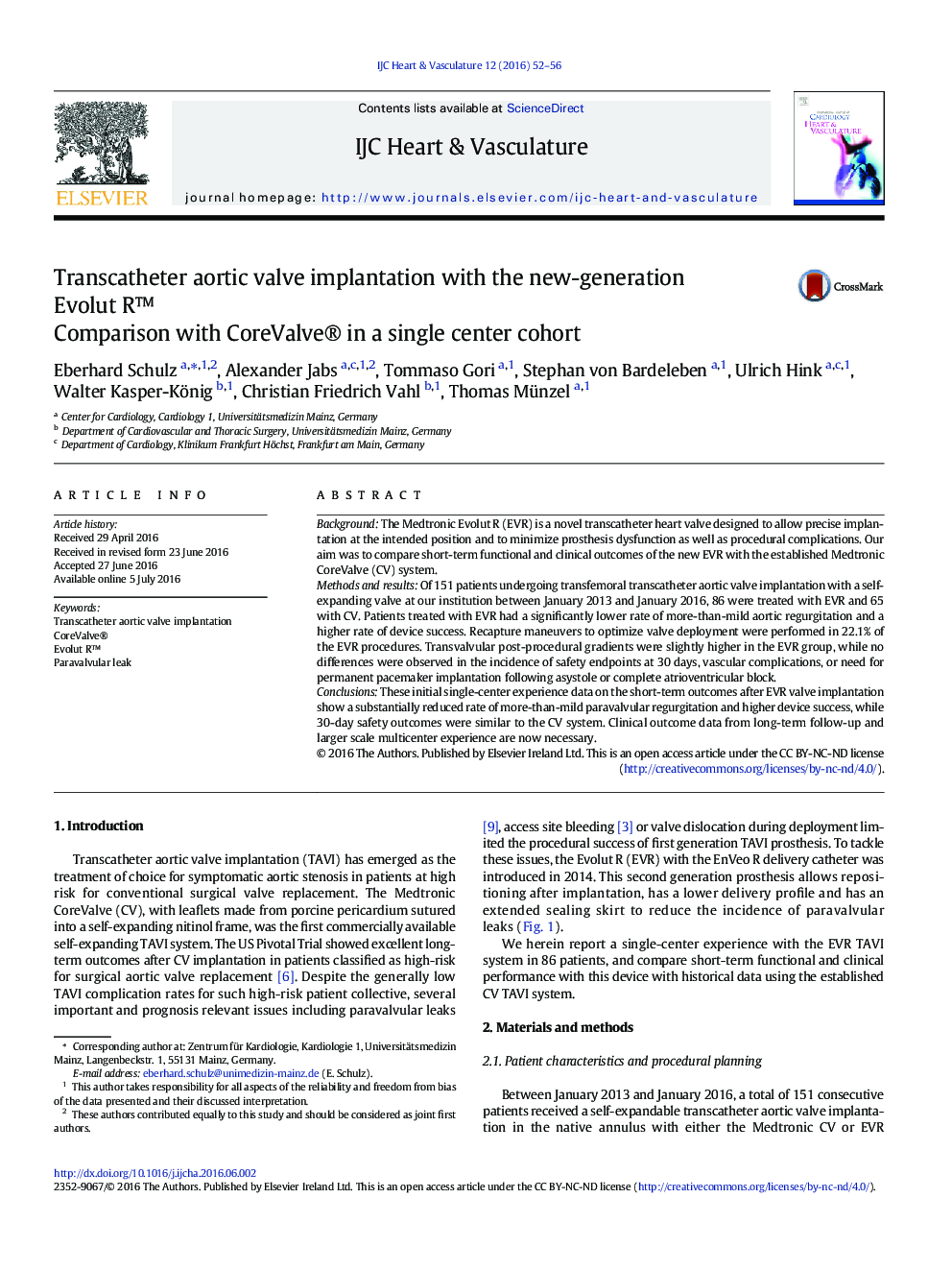 Transcatheter aortic valve implantation with the new-generation Evolut R™: Comparison with CoreValve® in a single center cohort