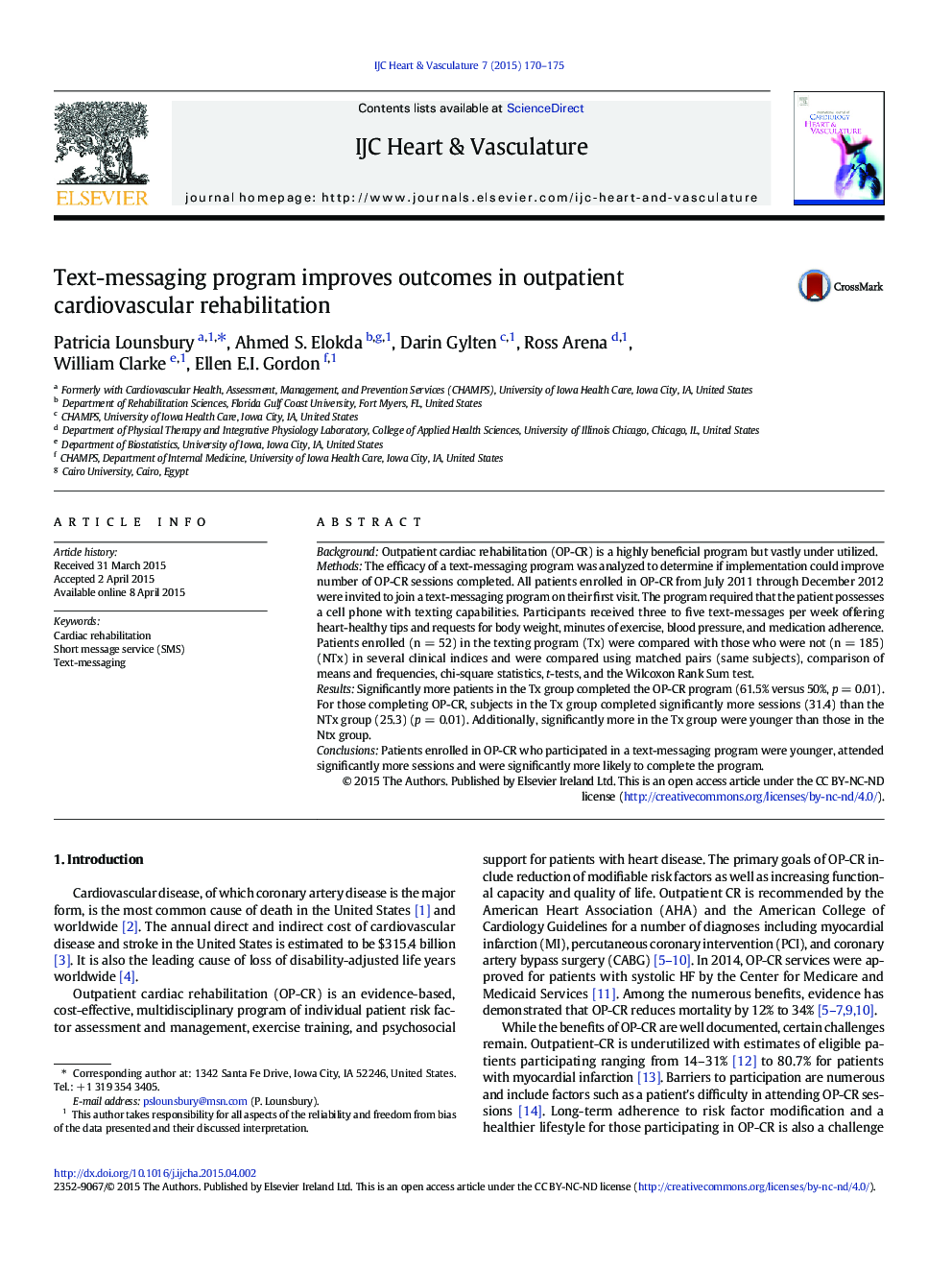 Text-messaging program improves outcomes in outpatient cardiovascular rehabilitation