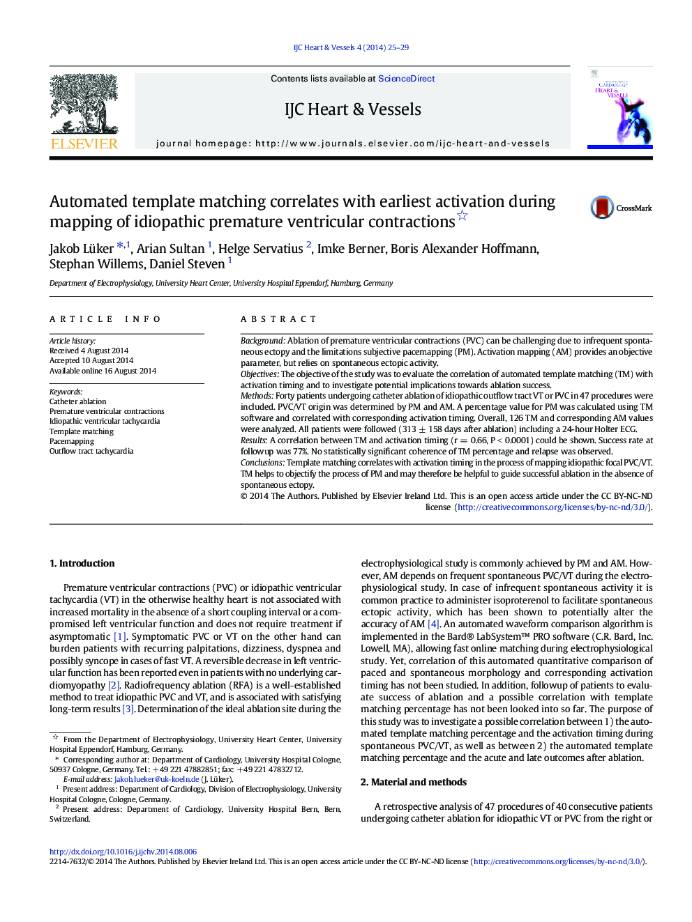 Automated template matching correlates with earliest activation during mapping of idiopathic premature ventricular contractions 