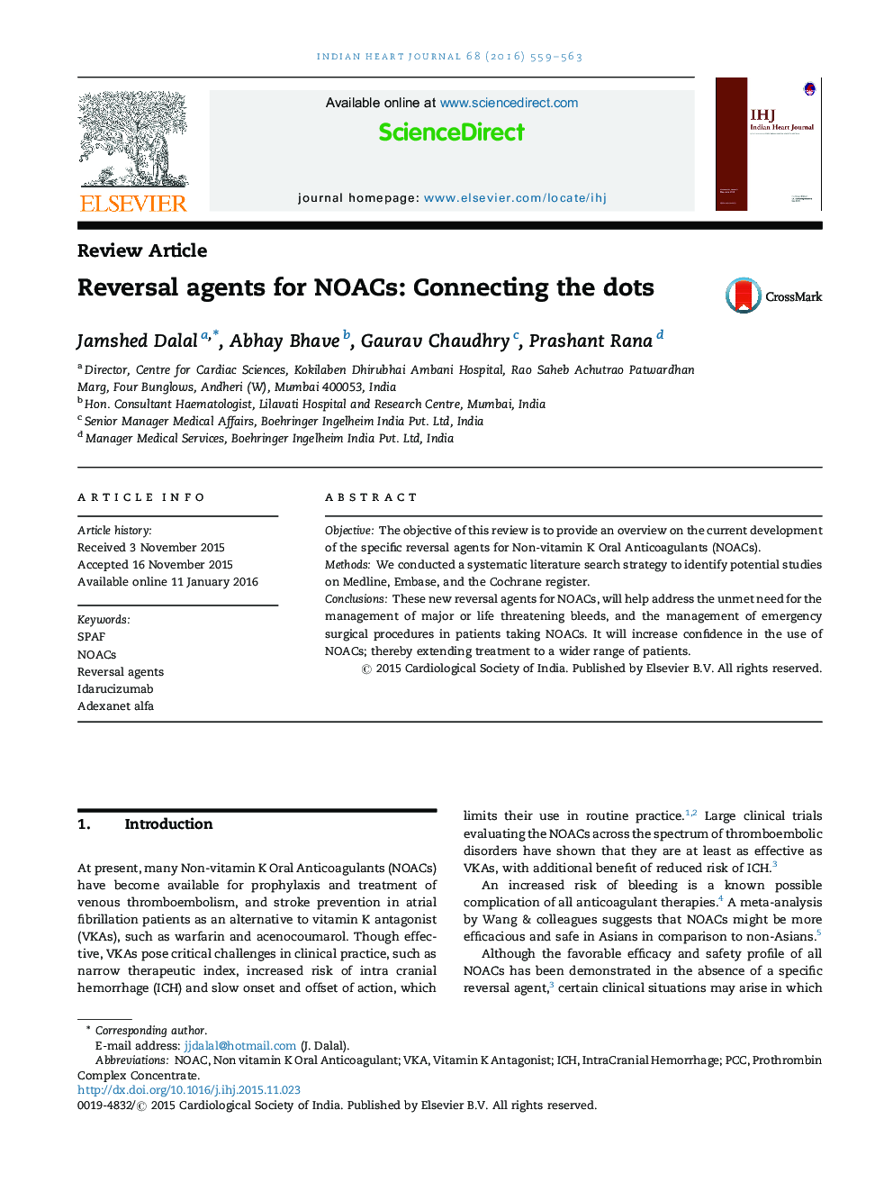 Reversal agents for NOACs: Connecting the dots